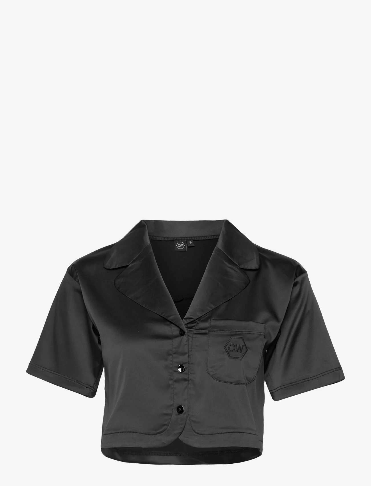 OW Collection - LEMONGRASS Crop Shirt - góry - black caviar - 0