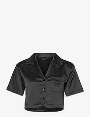 OW Collection - LEMONGRASS Crop Shirt - pysjoverdeler - black caviar - 0