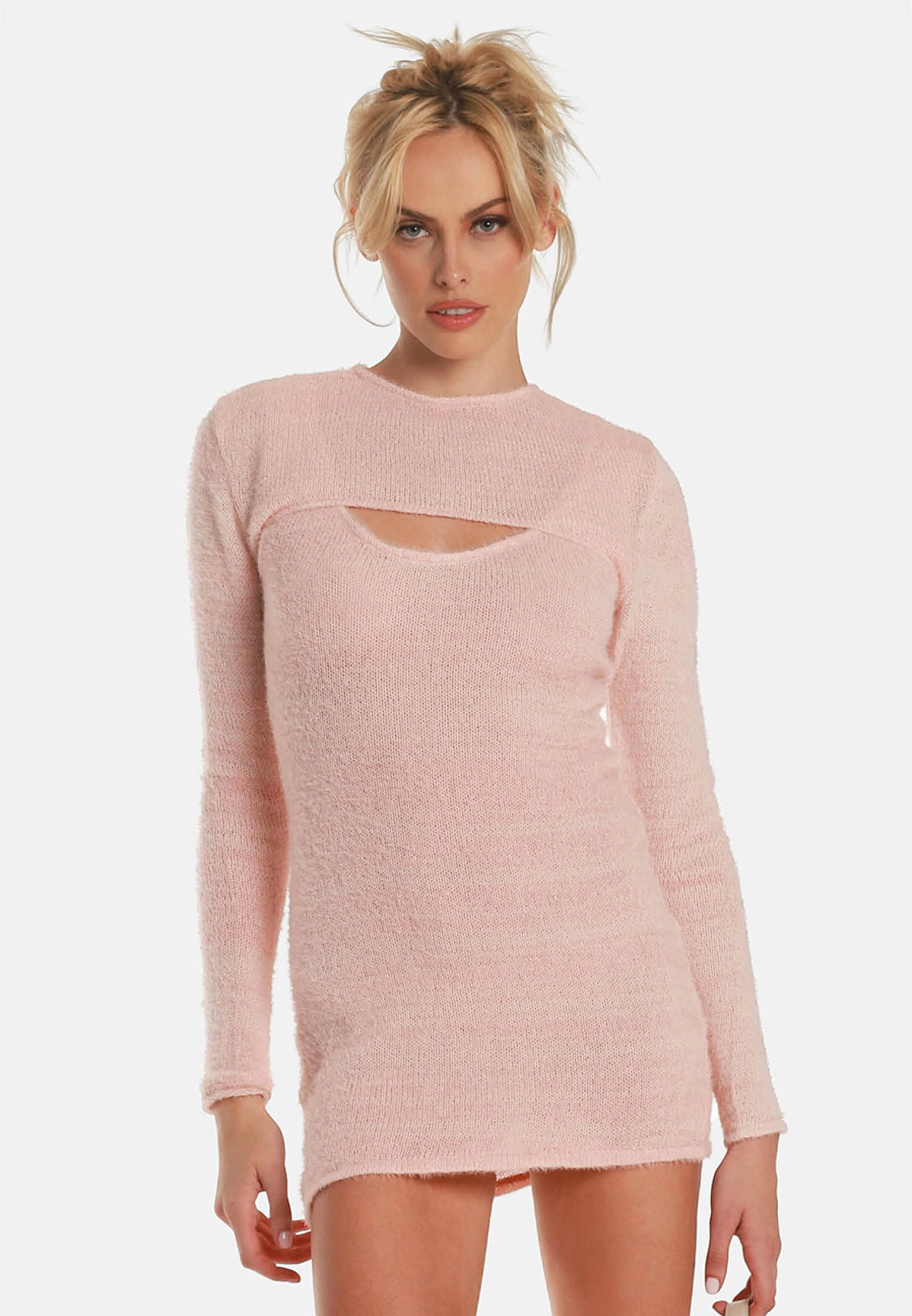 OW Collection Peach Dress, L, Dresses, Rosa - Short Frauen