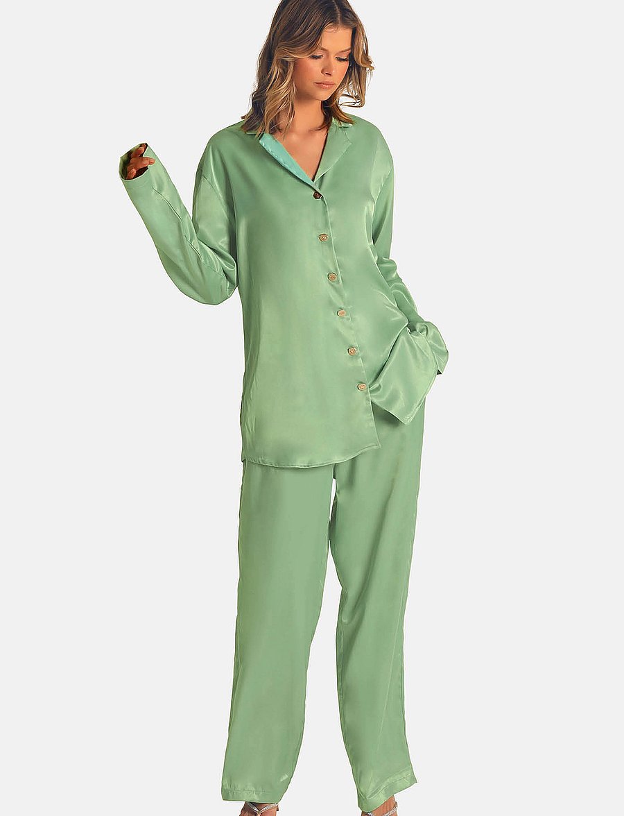OW Collection - FRANKIE Pants - pidžamas bikses - mellow green - 4