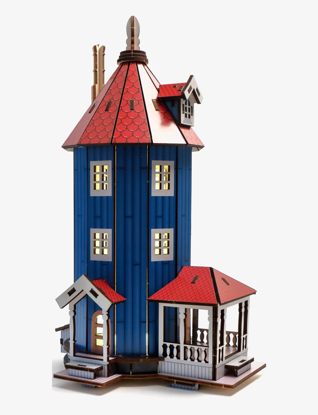 Anglo Nordic - Moomin DIY wooden house with light - blue & red - 0