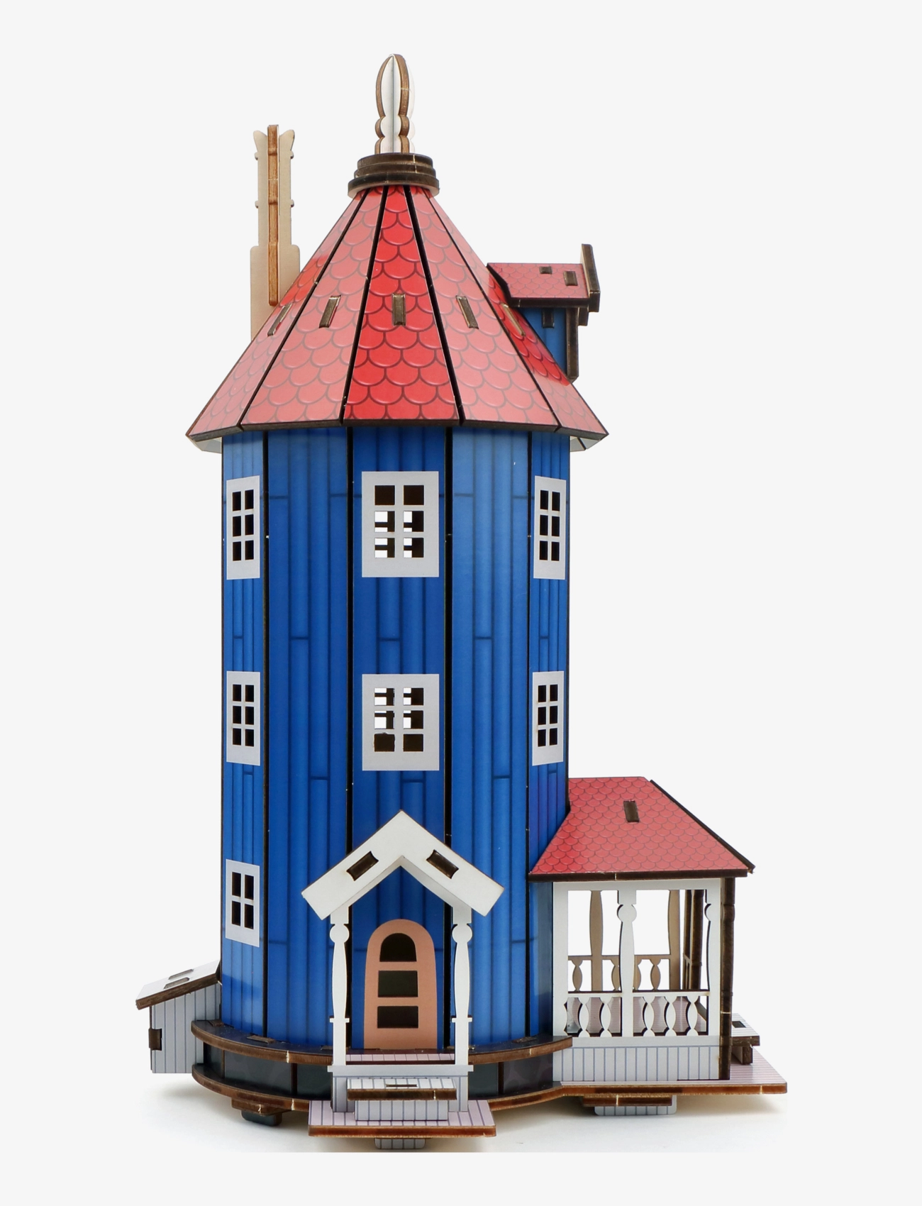 Anglo Nordic - Moomin DIY wooden house with light - blue & red - 4