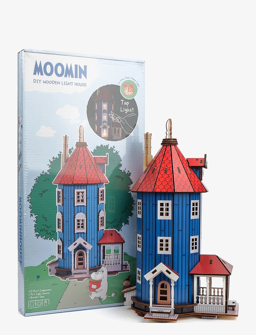 Anglo Nordic - Moomin DIY wooden house with light - blue & red - 5