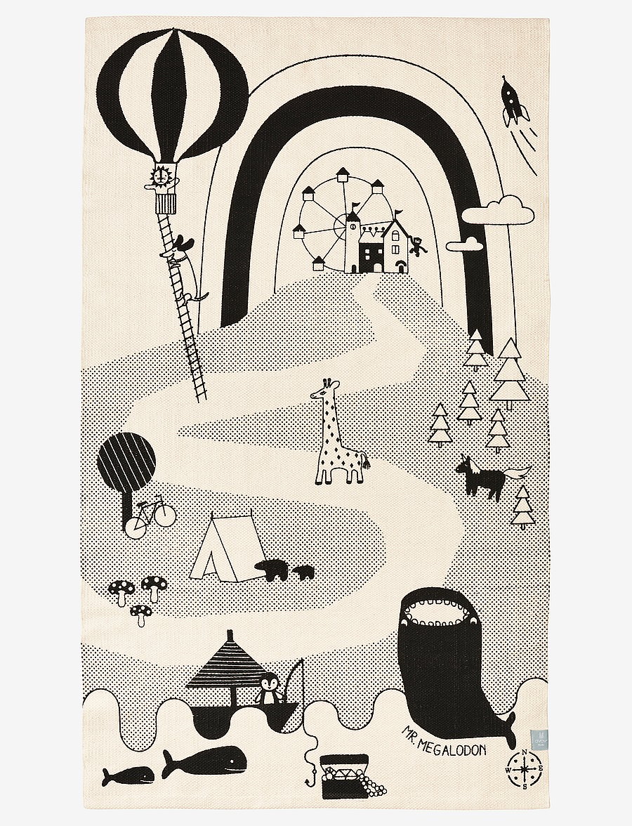 OYOY Living Design - Mr. Megalodon Adventure Rug - rechteckig teppiche - offwhite / black - 1