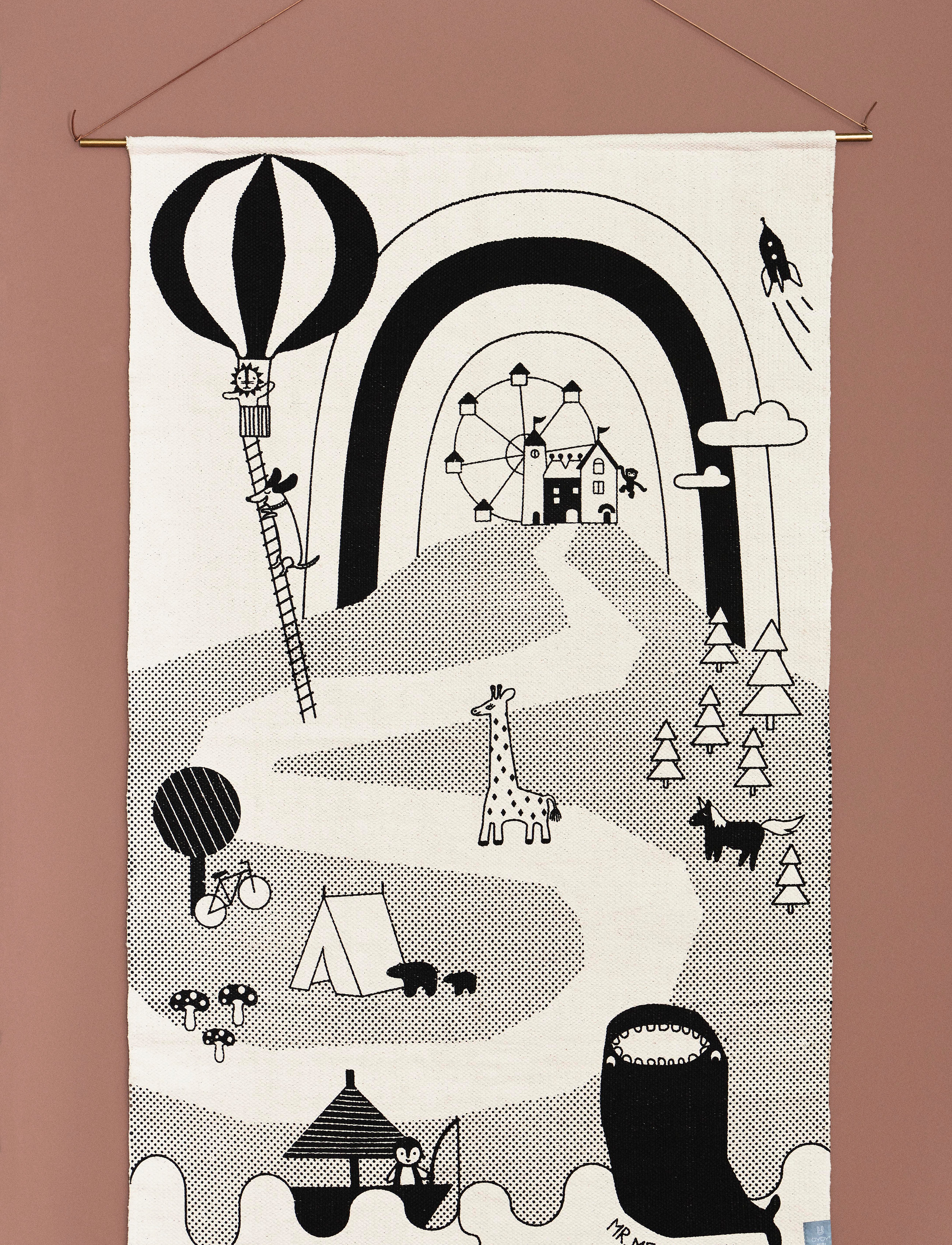 OYOY Living Design Mr. Megalodon Adventure Rug, 150X90 cm, Rugs And Carpets, Beige - Rectangular Rugs, Kinder