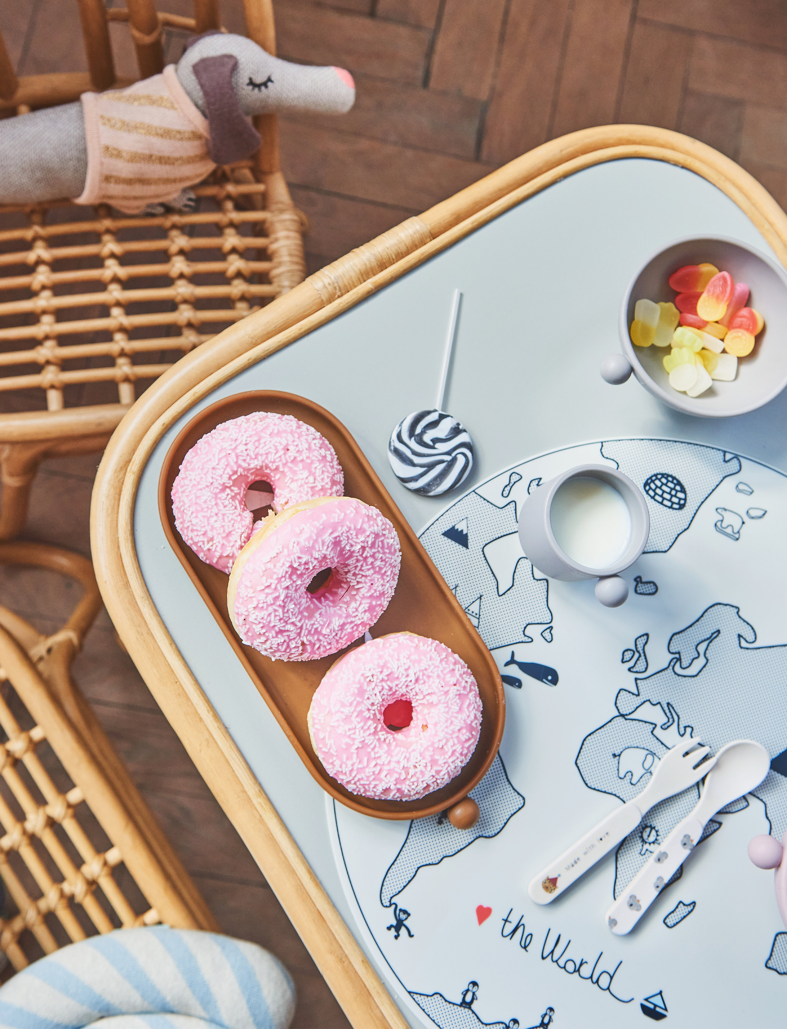 OYOY Living Design Placemat World, Ø39X0.2 cm, Meal Time, Grau - Placemats & Coasters, Kinder