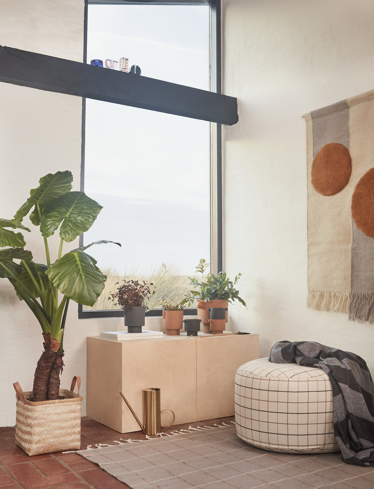 OYOY Living Design - Grid Pouf Large - najniższe ceny - offwhite - 1