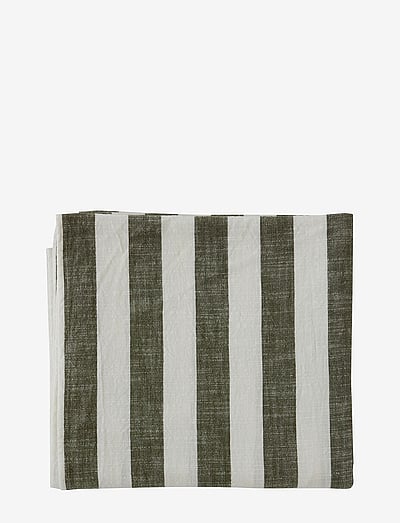 OYOY Living Design Striped Tablecloth - 200x140 cm - Tekstiilid - OLIVE / multi