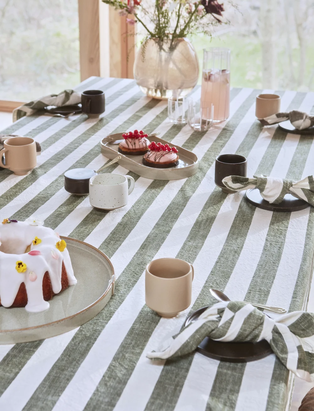 OYOY Living Design - Striped Tablecloth - 260x140 cm - nach preis einkaufen - olive - 2