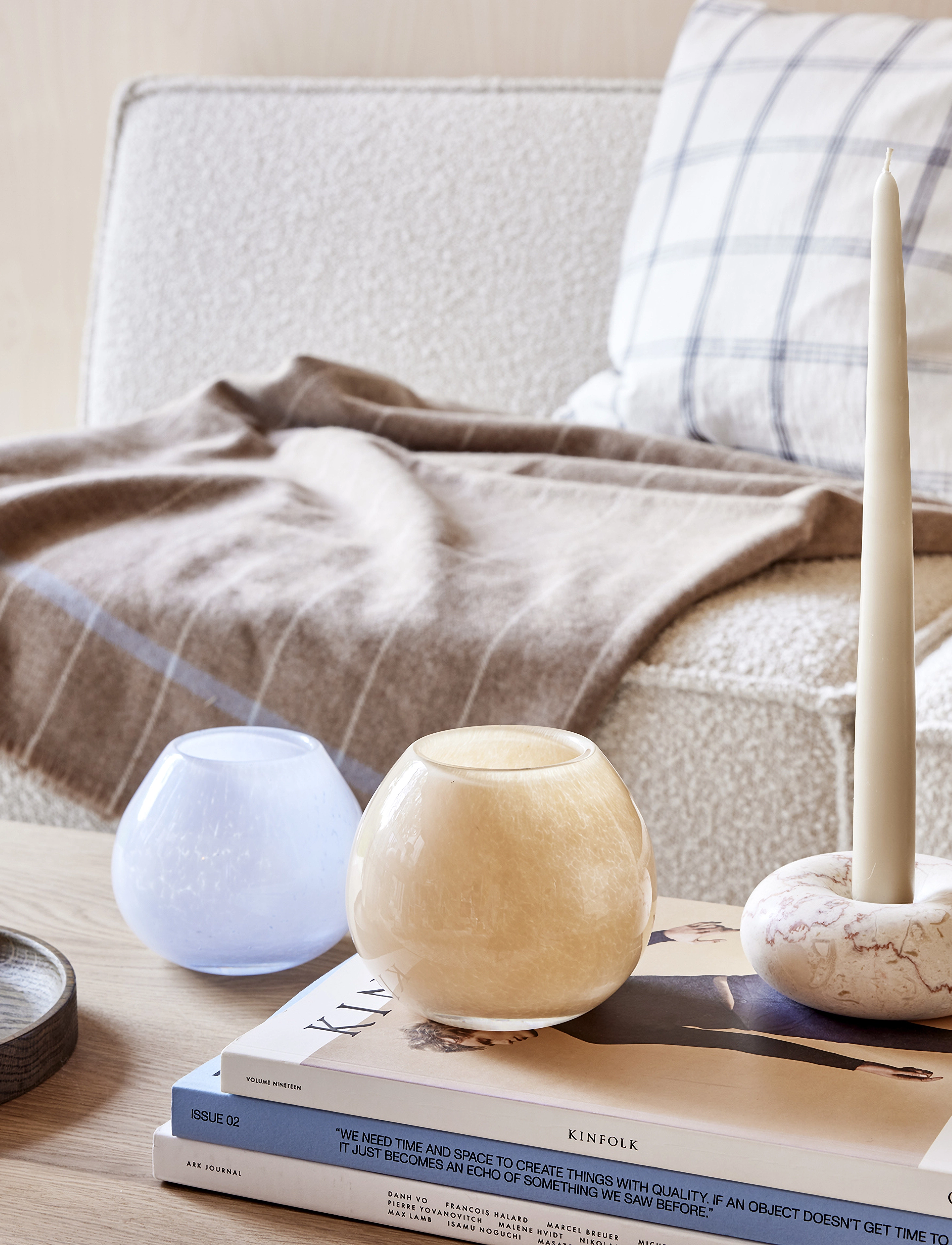 OYOY Living Design Savi Marble Candleholder Small, Ø 10 cm, Candlesticks & Lanterns, Beige - Candlesticks, Homeware