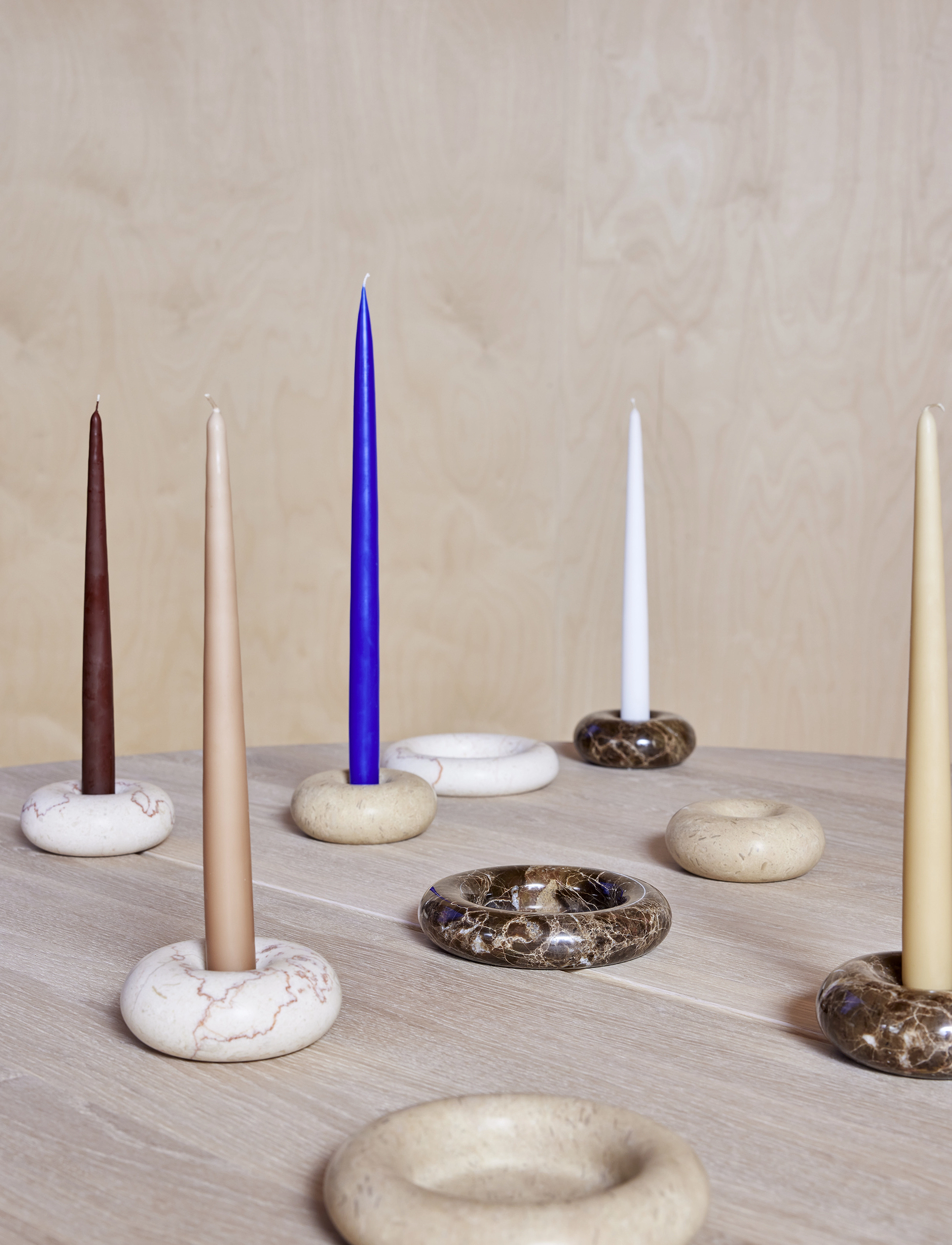 OYOY Living Design Savi Marble Candleholder Large, Ø 14 cm, Candlesticks & Lanterns, Braun - Candlesticks, Homeware