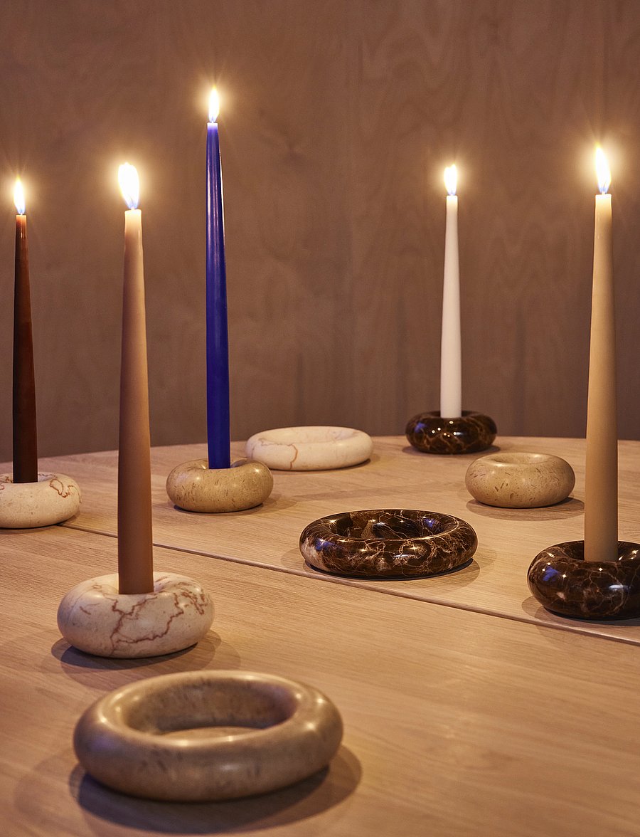 OYOY Living Design - Savi Marble Candleholder - Large - küünlajalad - beige - 2