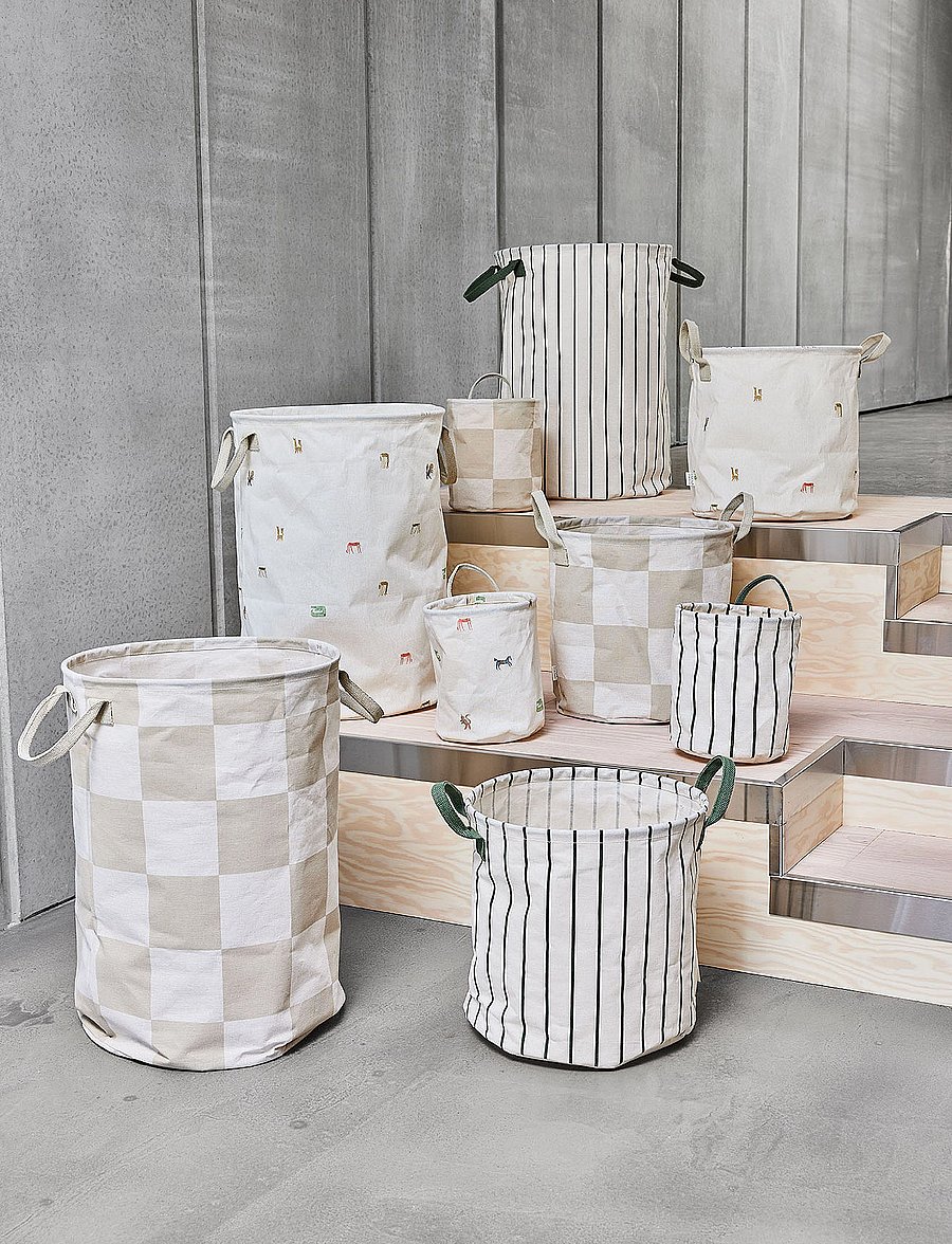 OYOY Living Design - Raita Laundry/Storage Basket - wäschekörbe - green / offwhite - 0