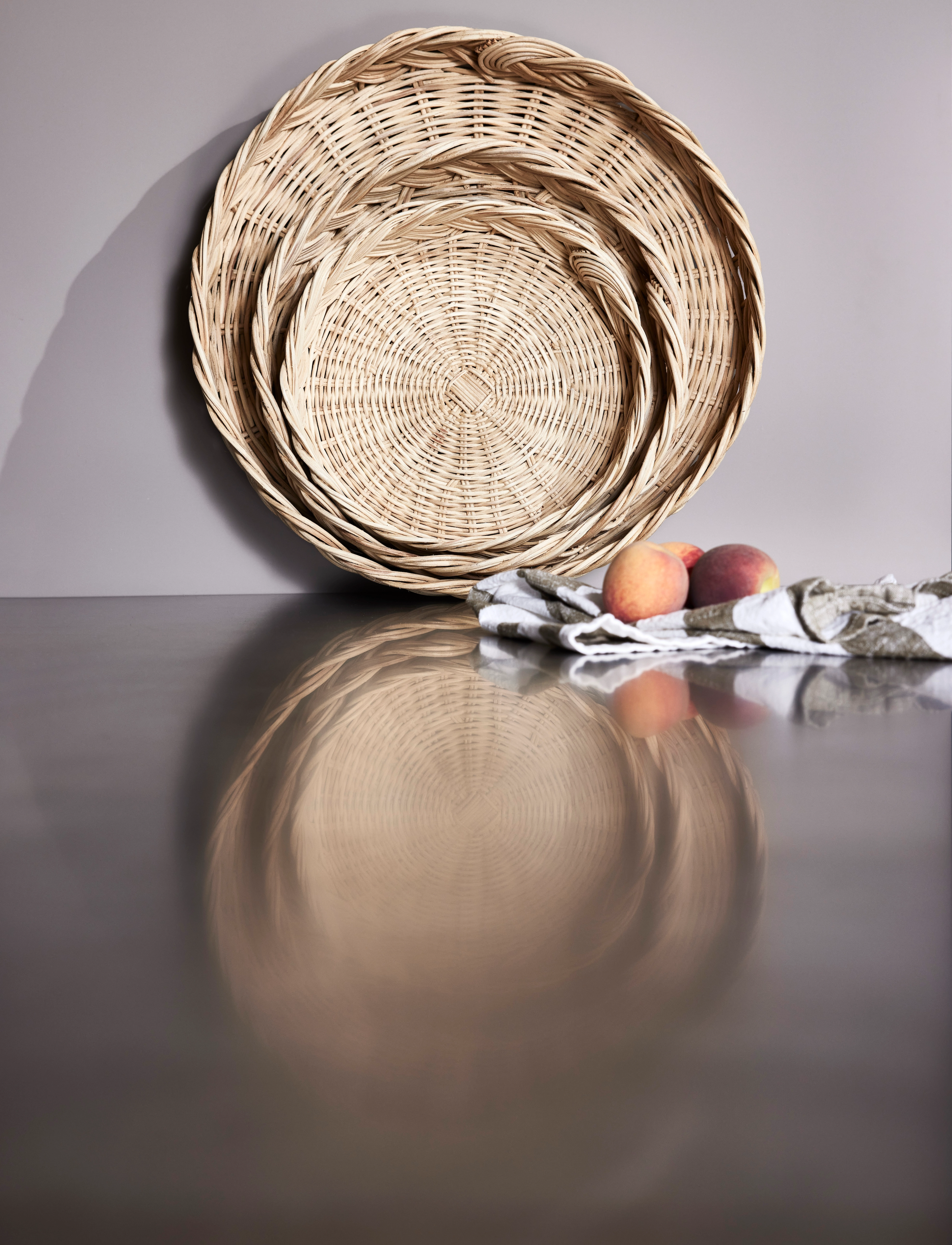 OYOY Living Design Maru Bread Basket Large, 45X45X7 cm x 45, Kitchen Storage, Beige - Bins & Baskets, Homeware