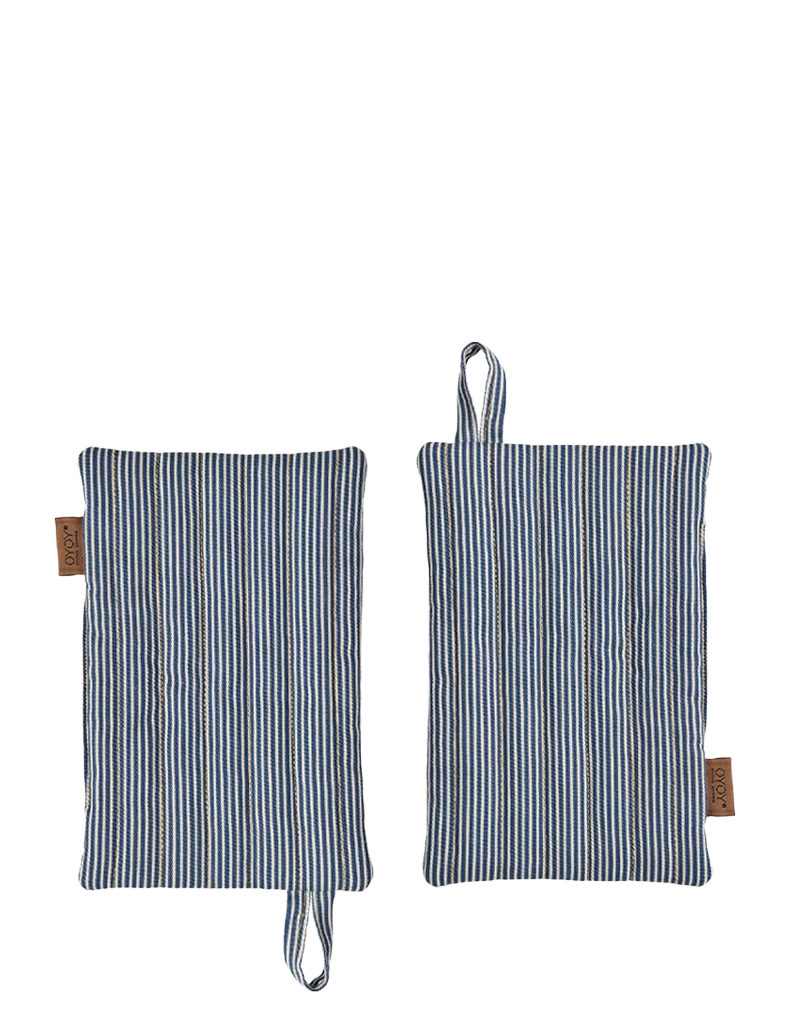 OYOY Living Design Striped Denim Potholder Set Of 2, Ovnhandske, Blå, Str: ONE SIZE x 23
