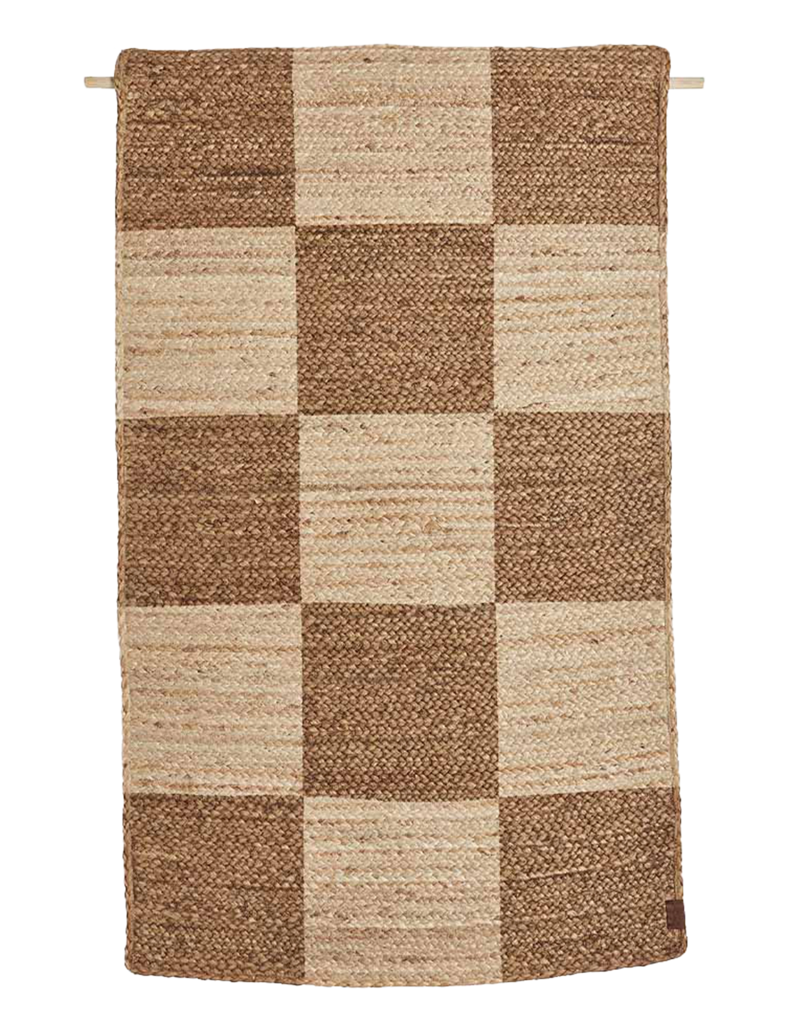 OYOY Living Design Chess Wall & Floor Rug, Bomuldsmåtte og kludetæppe, Beige, Str: 130X80X1CM x 130