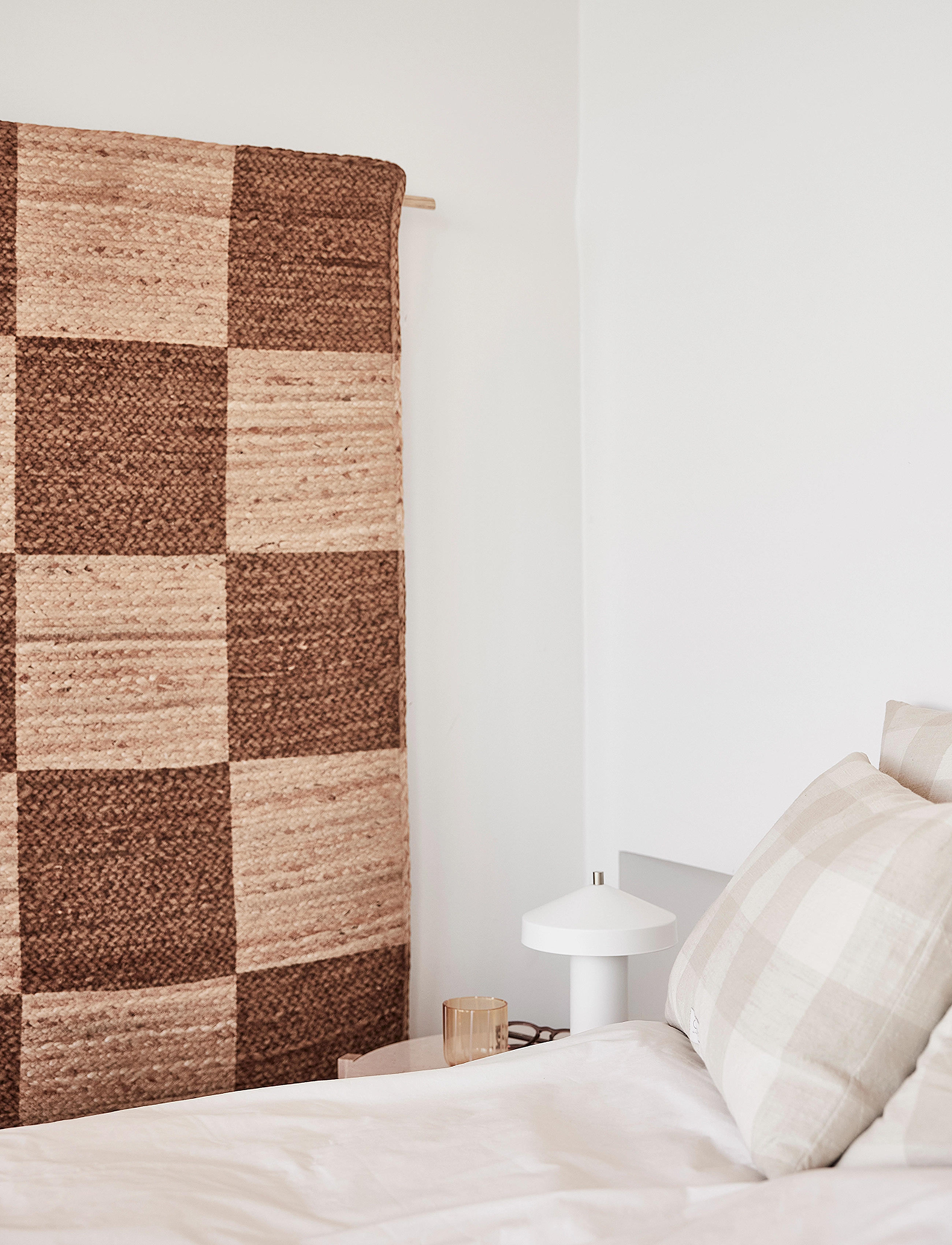 OYOY Living Design Chess Wall & Floor Rug, 130X80X1 cm x 130, Rugs Carpets, Beige - Cotton Rag Rugs, Homeware