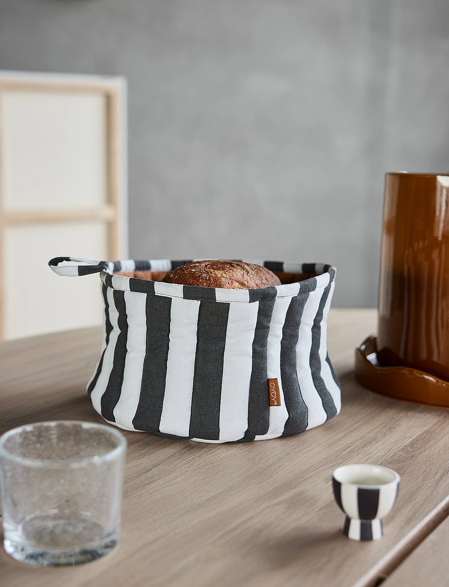 OYOY Living Design - Toppu Bread Basket - aufbewahrungskörbe - black / white / taupe - 0