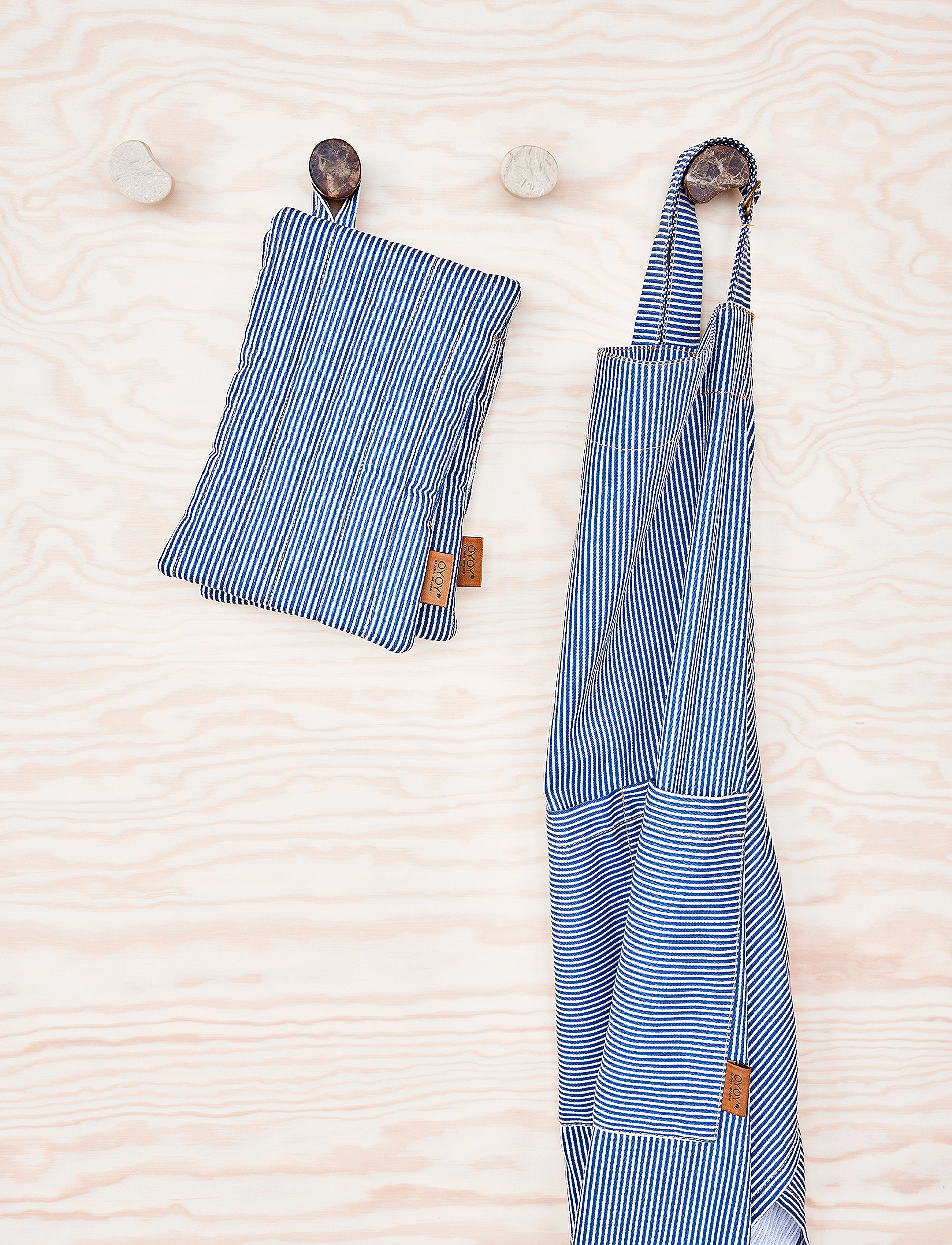 OYOY Living Design Striped Denim Apron, 98X96X1 cm x 98, Kitchen Textiles, Blau - Aprons, Homeware