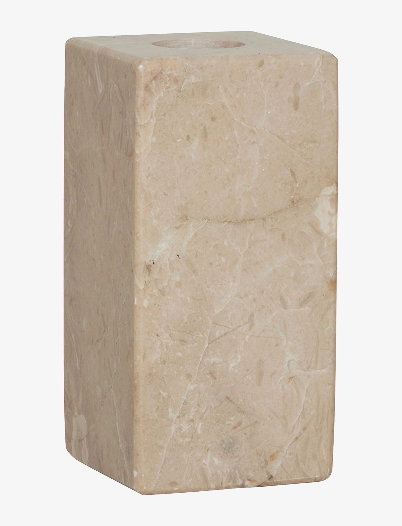 OYOY Living Design Savi Square Marble Candleholder High, Lysestage, Beige, Str: H10CM