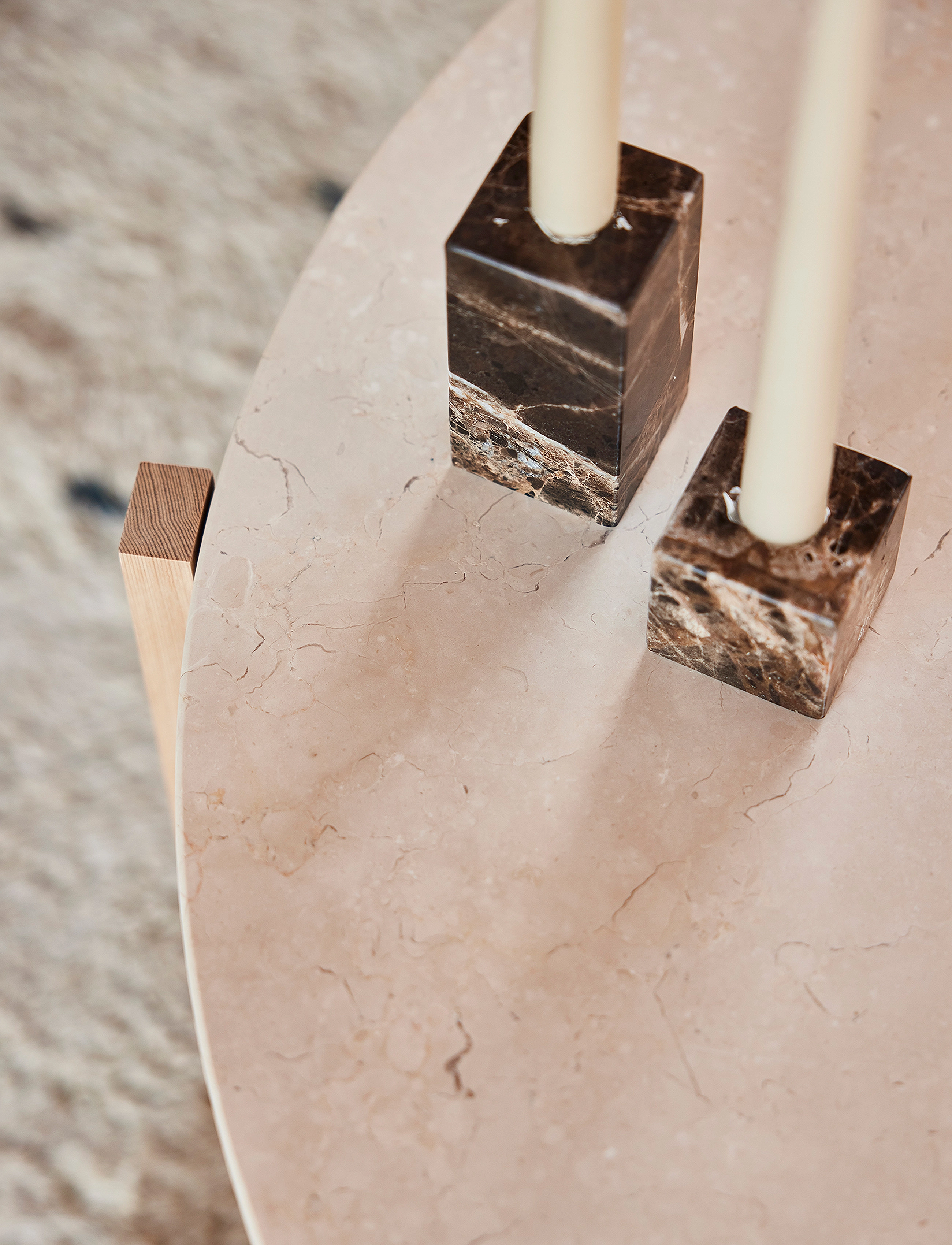 OYOY Living Design Savi Square Marble Candleholder High, H10 cm, Candlesticks & Lanterns, Braun - Candlesticks, Homeware