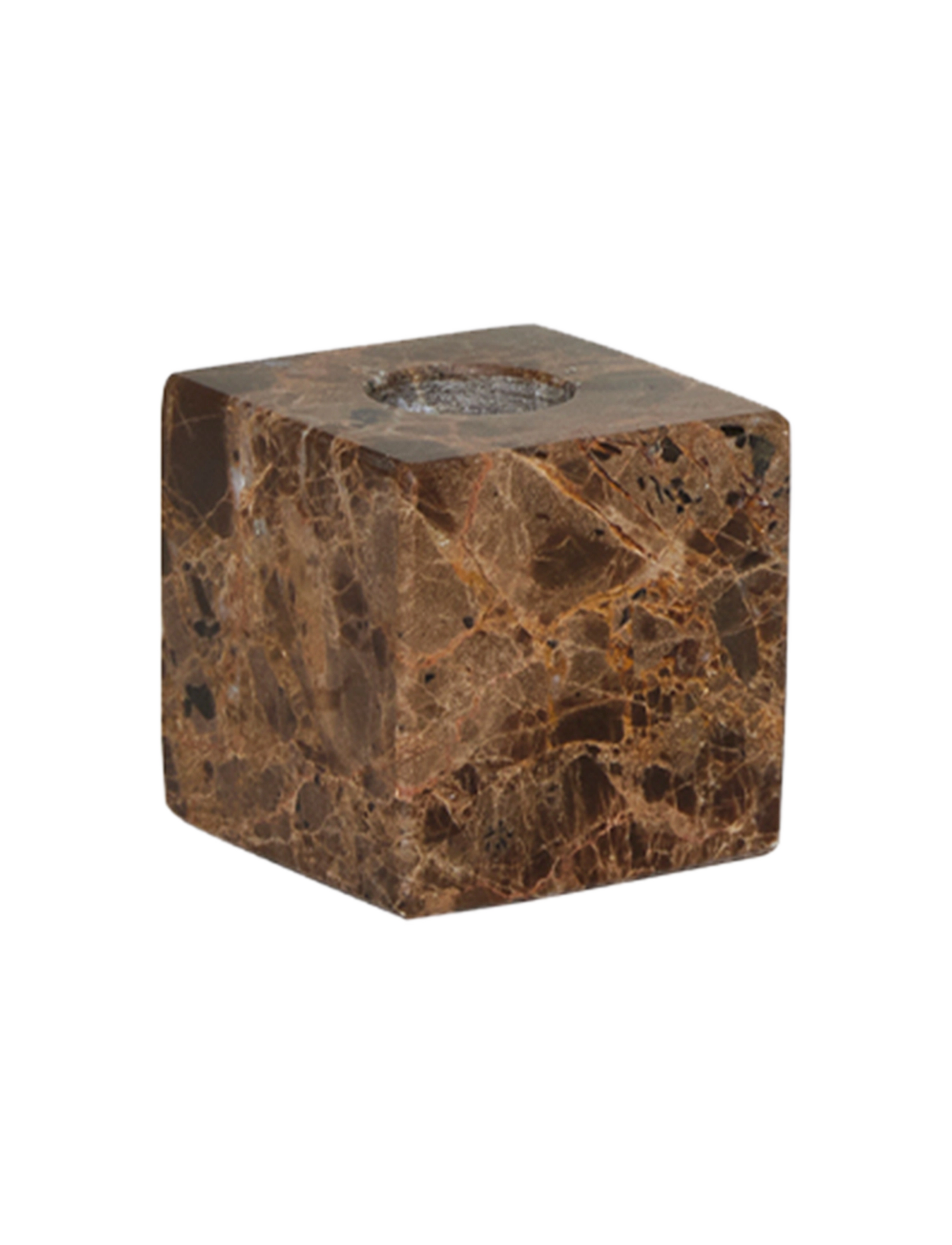 OYOY Living Design Savi Square Marble Candleholder Low, Lysestage, Brun, Str: H5CM