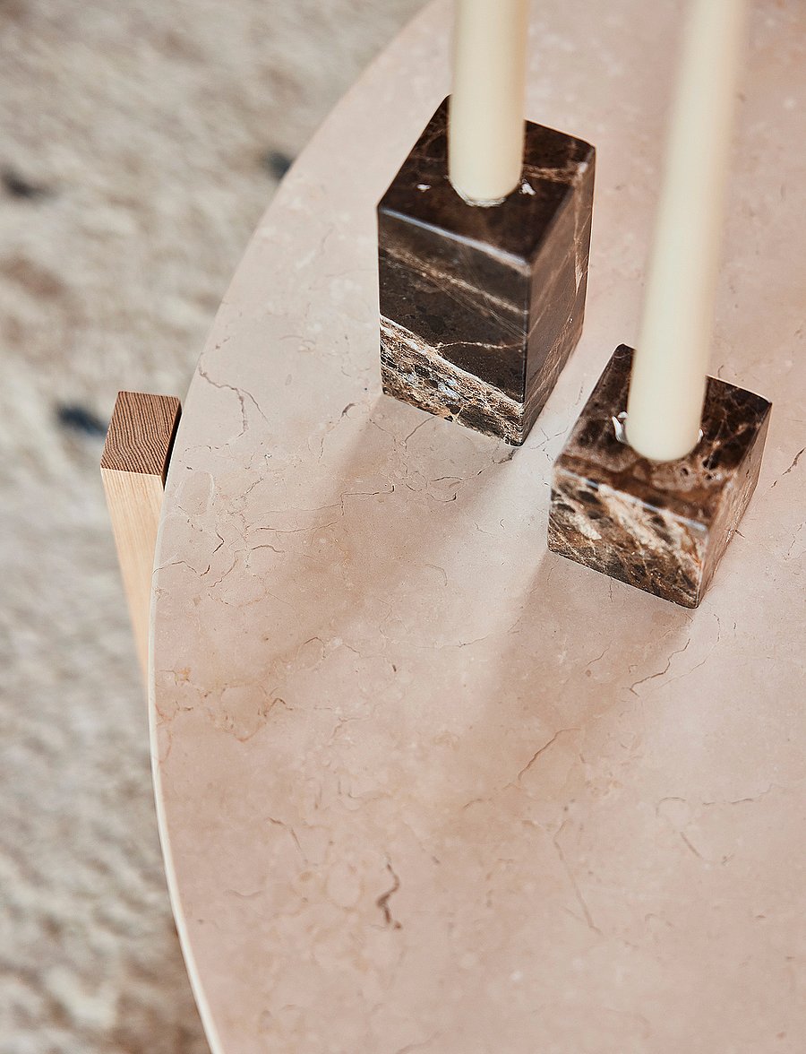 OYOY Living Design - Savi Square Marble Candleholder - Low - küünlajalad - choko - 0