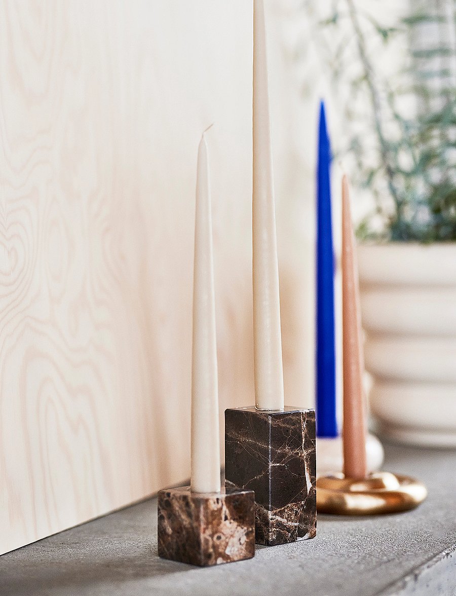 OYOY Living Design - Savi Square Marble Candleholder - Low - küünlajalad - choko - 2