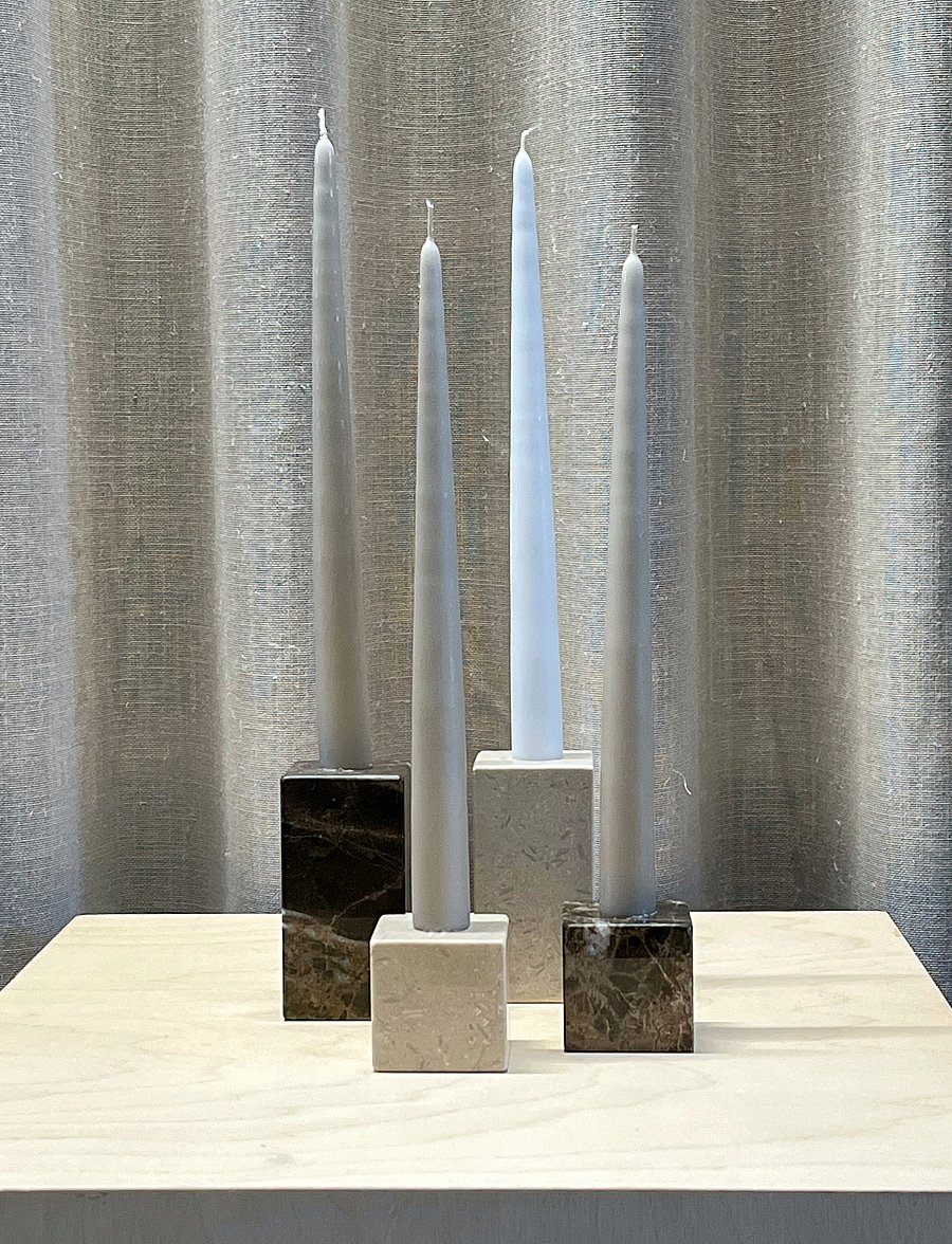 OYOY Living Design - Savi Square Marble Candleholder - Low - kerzenständer - beige - 0