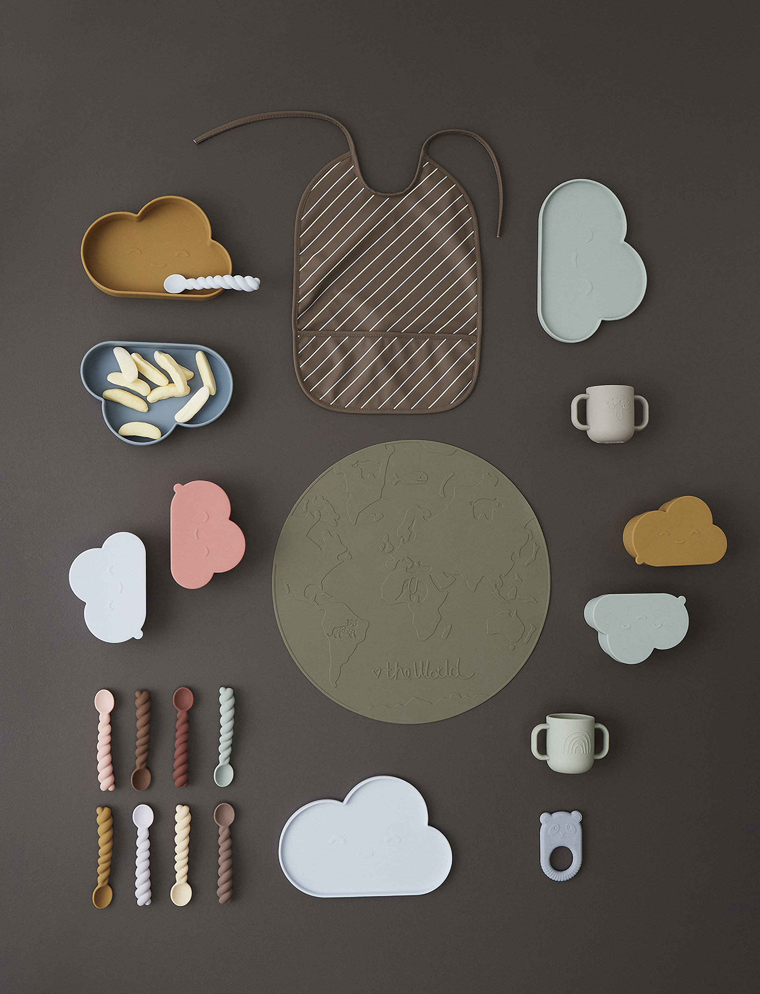 OYOY MINI Chloe Cloud Plate & Bowl, 23.5X16X1.2 cm x 23.5, Meal Time, Mehrfarbig/gemustert - Dinner Sets, Kinder