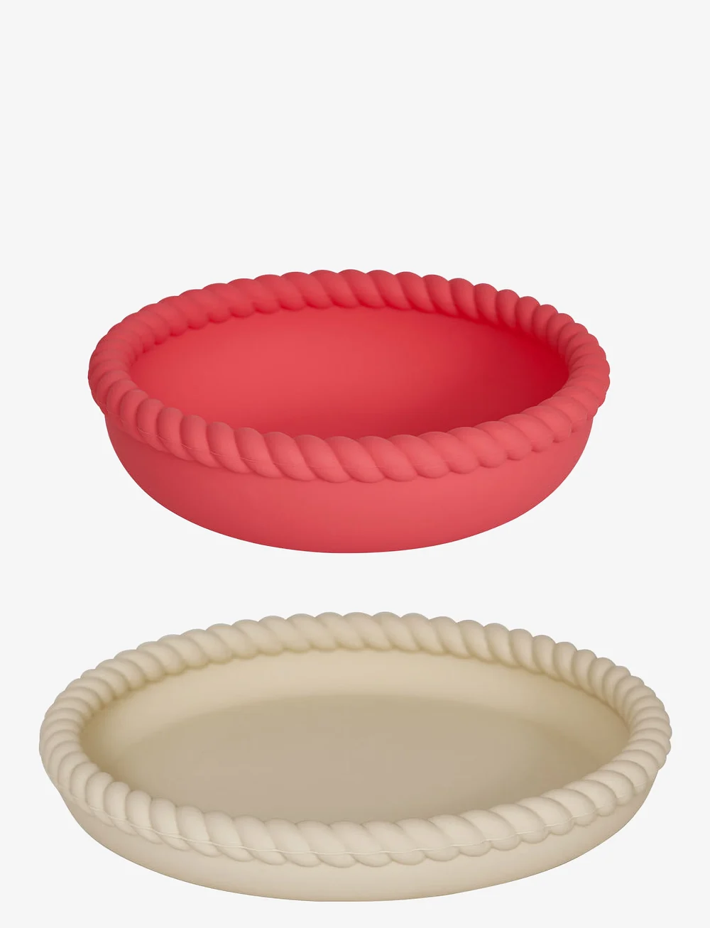 OYOY MINI - Mellow Plate & Bowl - diskar - vanilla/cherryred - 1