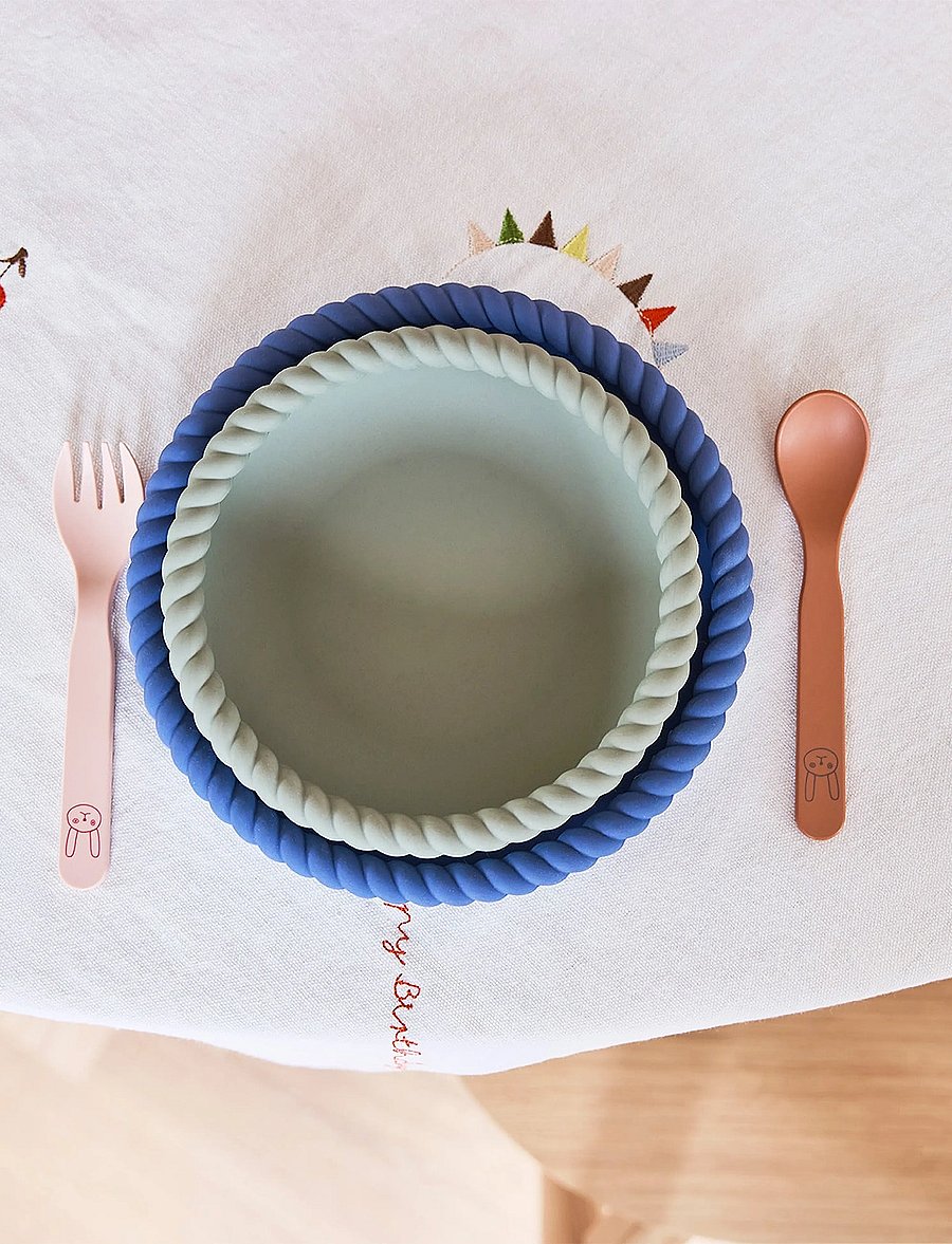OYOY MINI - Mellow Plate & Bowl - laveste priser - blue/olive - 1