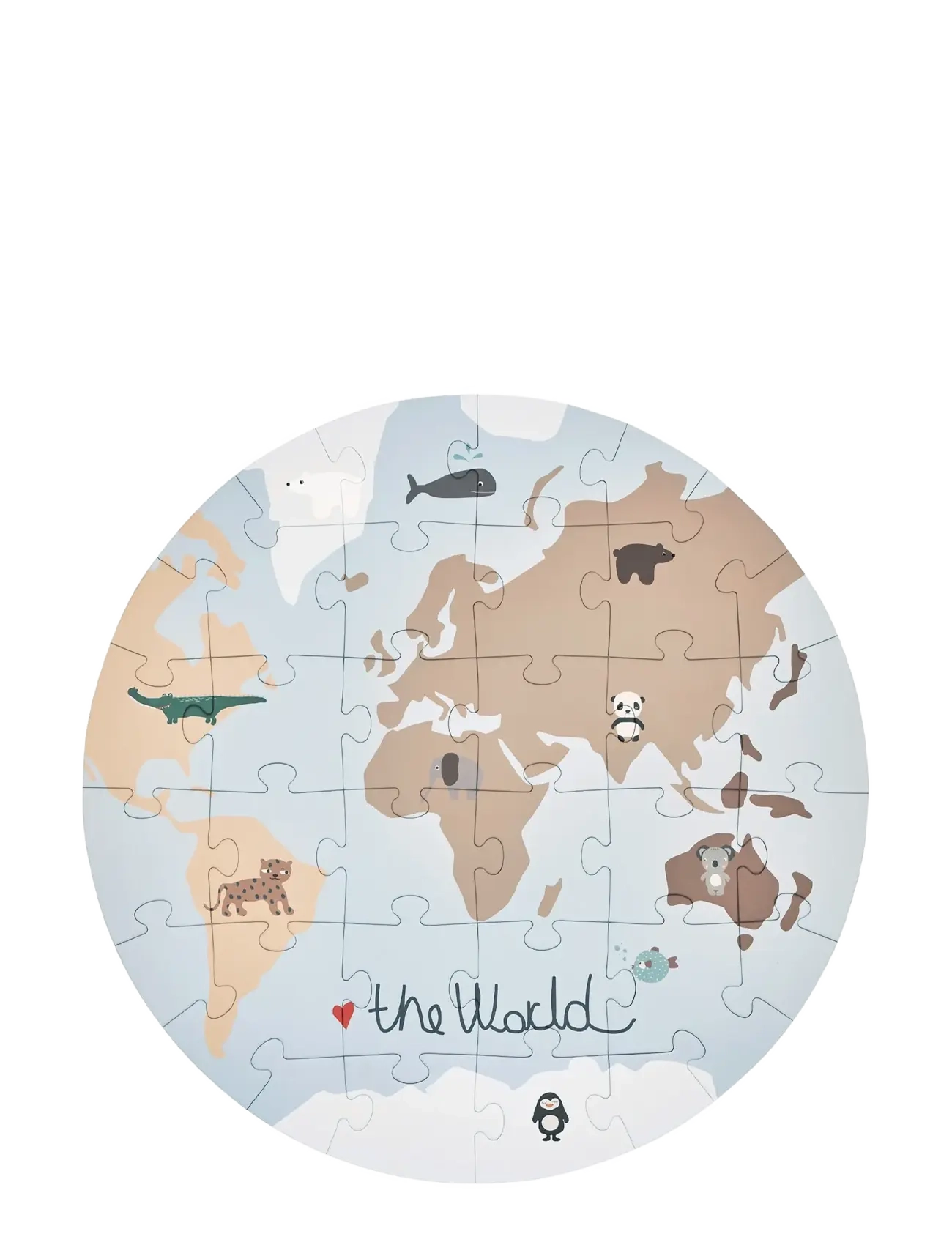 OYOY MINI The World Puzzle, Ø 60 cm, Blue, Puslespil > Klassiske Puslespil, Børn
