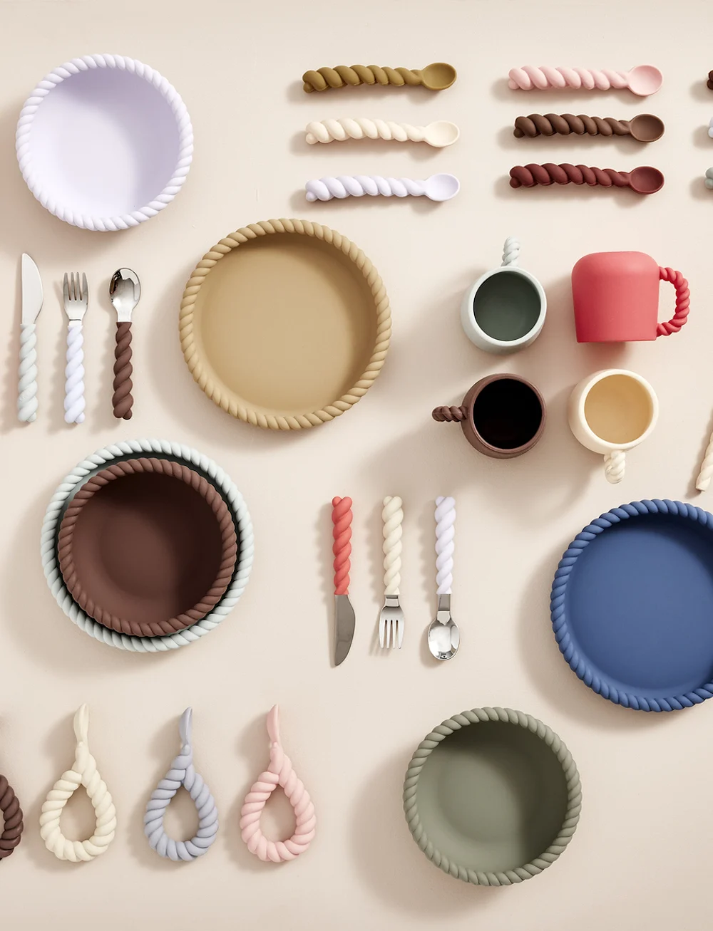 OYOY MINI - Mellow Cutlery - Pack of 3 - cutlery - lavender/vanilla/cherryred - 4