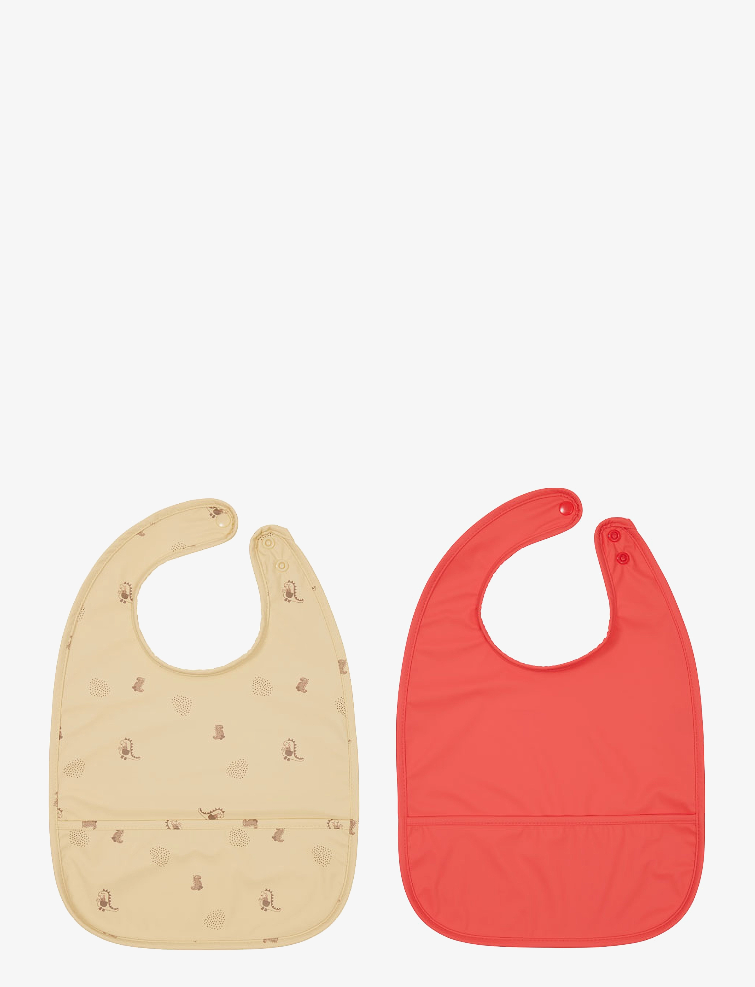 OYOY MINI Dino Bib - Pack of 2 - OYOY MINI - BUTTER/CHERRYRED / multi
