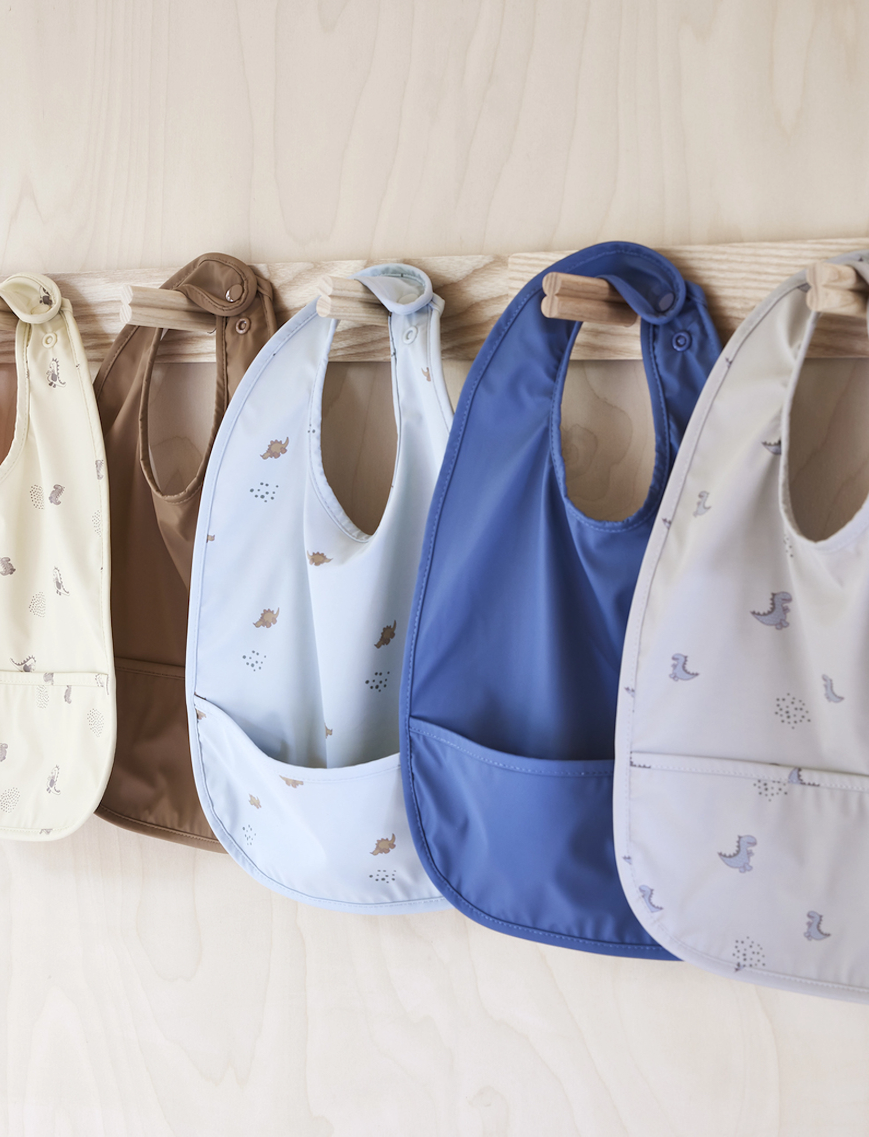 OYOY MINI Dino Bib Pack Of 2, Børn, Baby Hagesmæk, Multi/mønstret, Str: 37X27CM