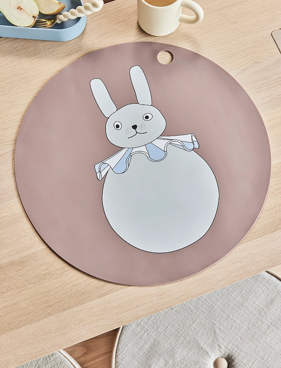 OYOY MINI - Placemat Rabbit Pompom - diskamottur - clay - 2