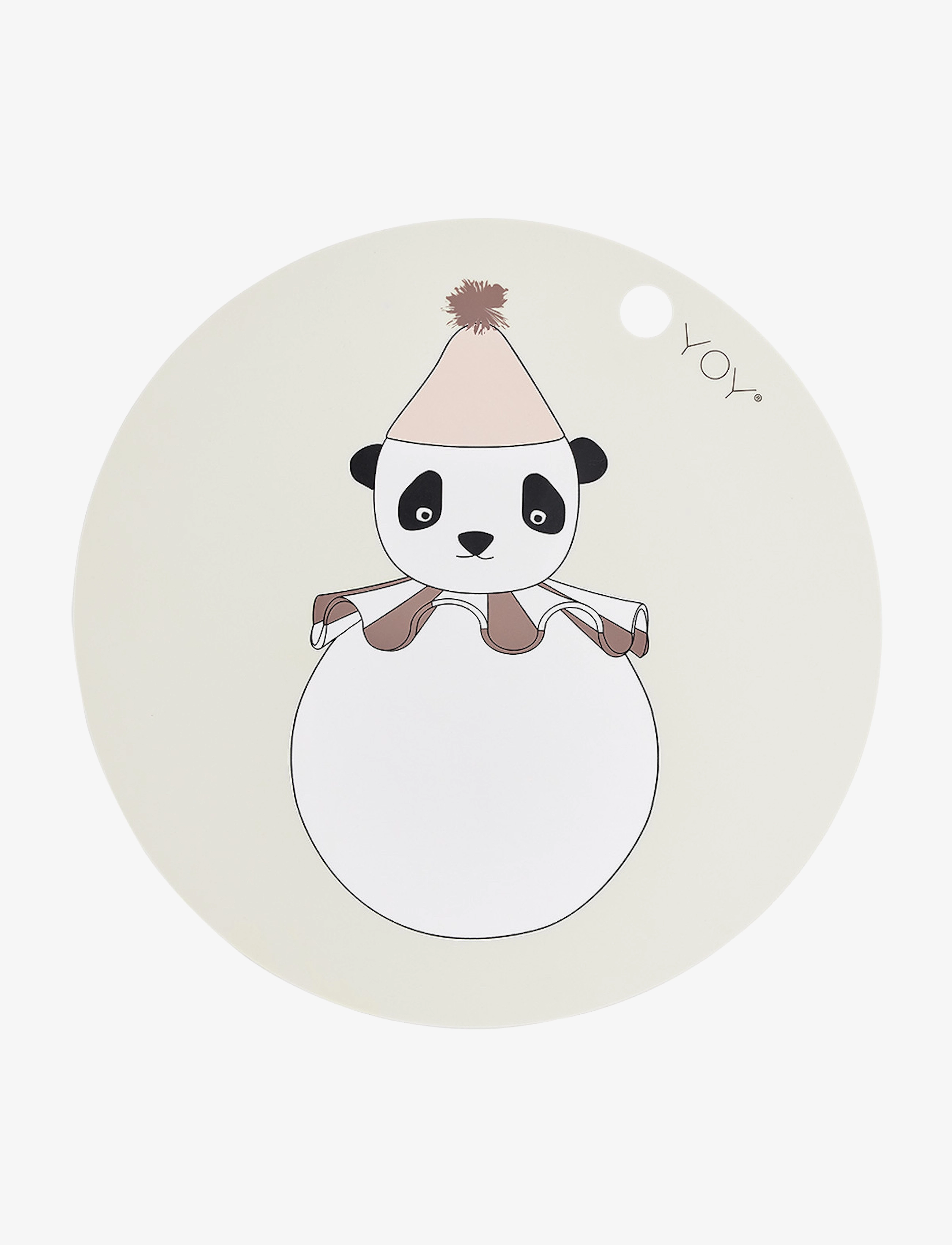 OYOY MINI Placemat Panda Pompom, Dækkeserviet & Coaster, Creme, Str: 39X39X0.2CM x 39