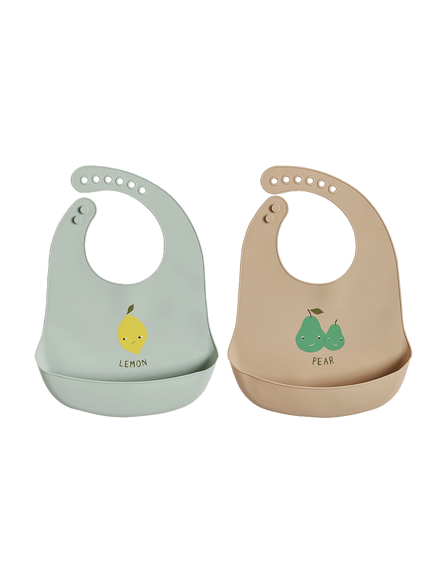 OYOY MINI - Yummy Silicone Bib - Pack of 2 - minty / camel - 0