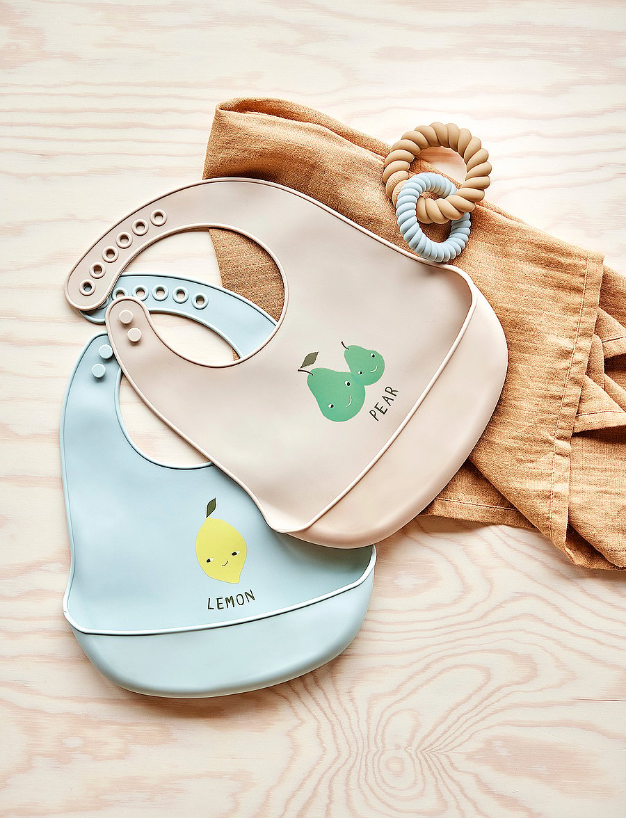 OYOY MINI - Yummy Silicone Bib - Pack of 2 - minty / camel - 1