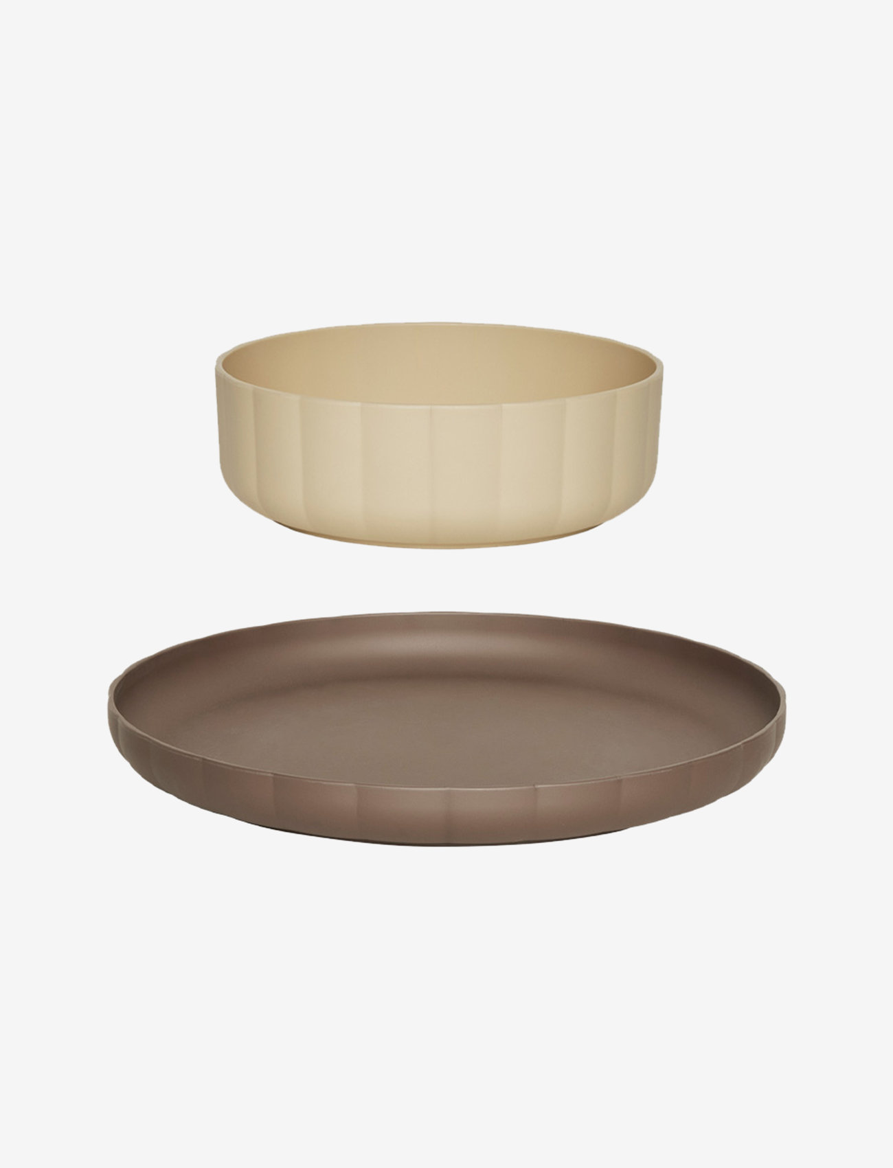 OYOY MINI - Pullo Plate & Bowl - Set of 2 - taldrikud - taupe / vanilla - 1