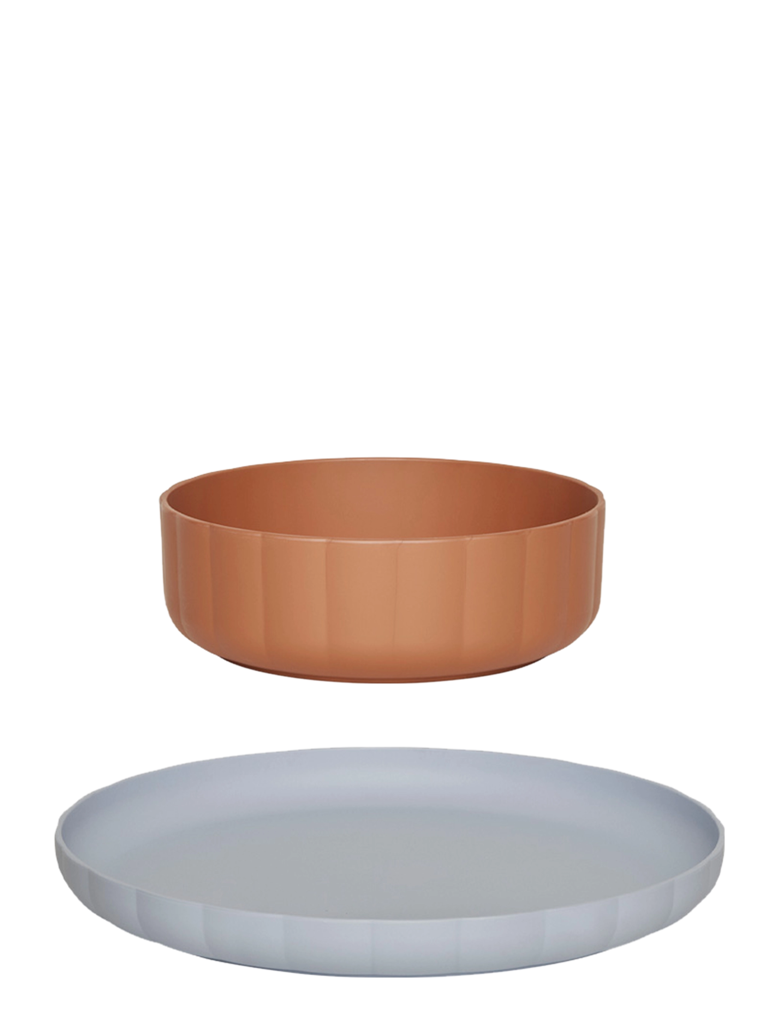 OYOY MINI Pullo Plate & Bowl Set Of 2, Plade, Multi/mønstret, Str: Ø 20 CM x 20