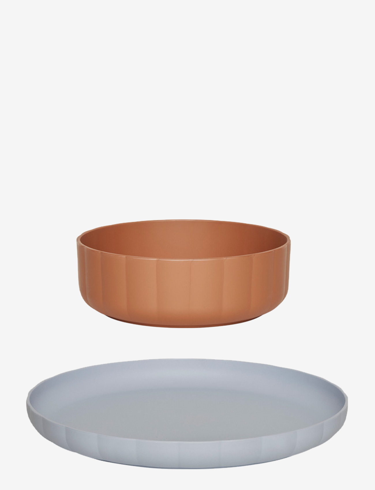 OYOY MINI - Pullo Plate & Bowl - Set of 2 - teller - caramel / ice blue - 1