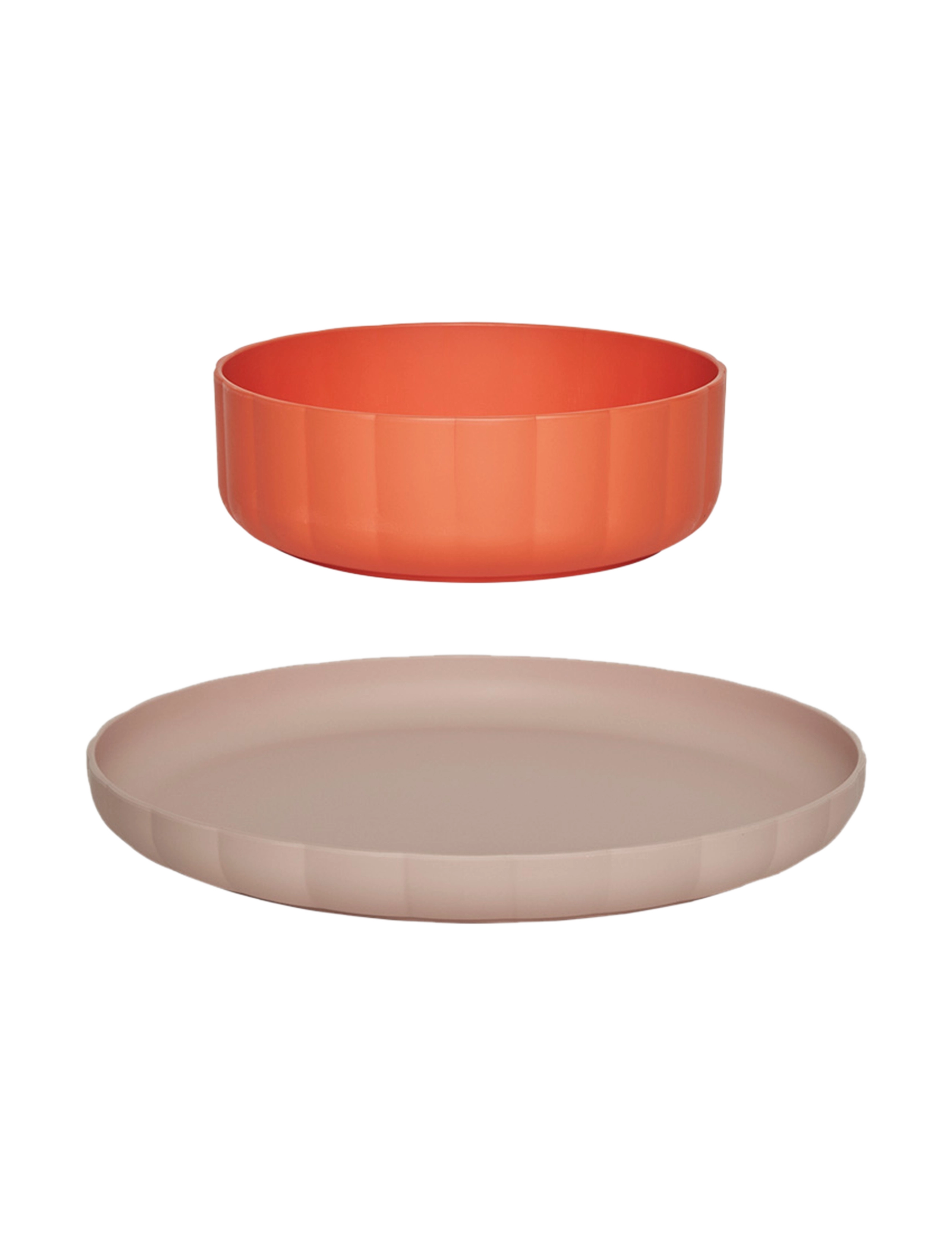 OYOY MINI Pullo Plate & Bowl Set Of 2, Plade, Multi/mønstret, Str: Ø 20 CM x 20