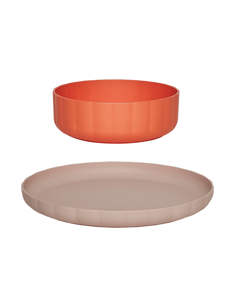 OYOY MINI - Pullo Plate & Bowl - Set of 2 - die niedrigsten preise - rose / apricot - 0