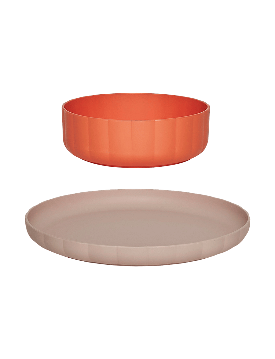 OYOY MINI - Pullo Plate & Bowl - Set of 2 - teller - rose / apricot - 1