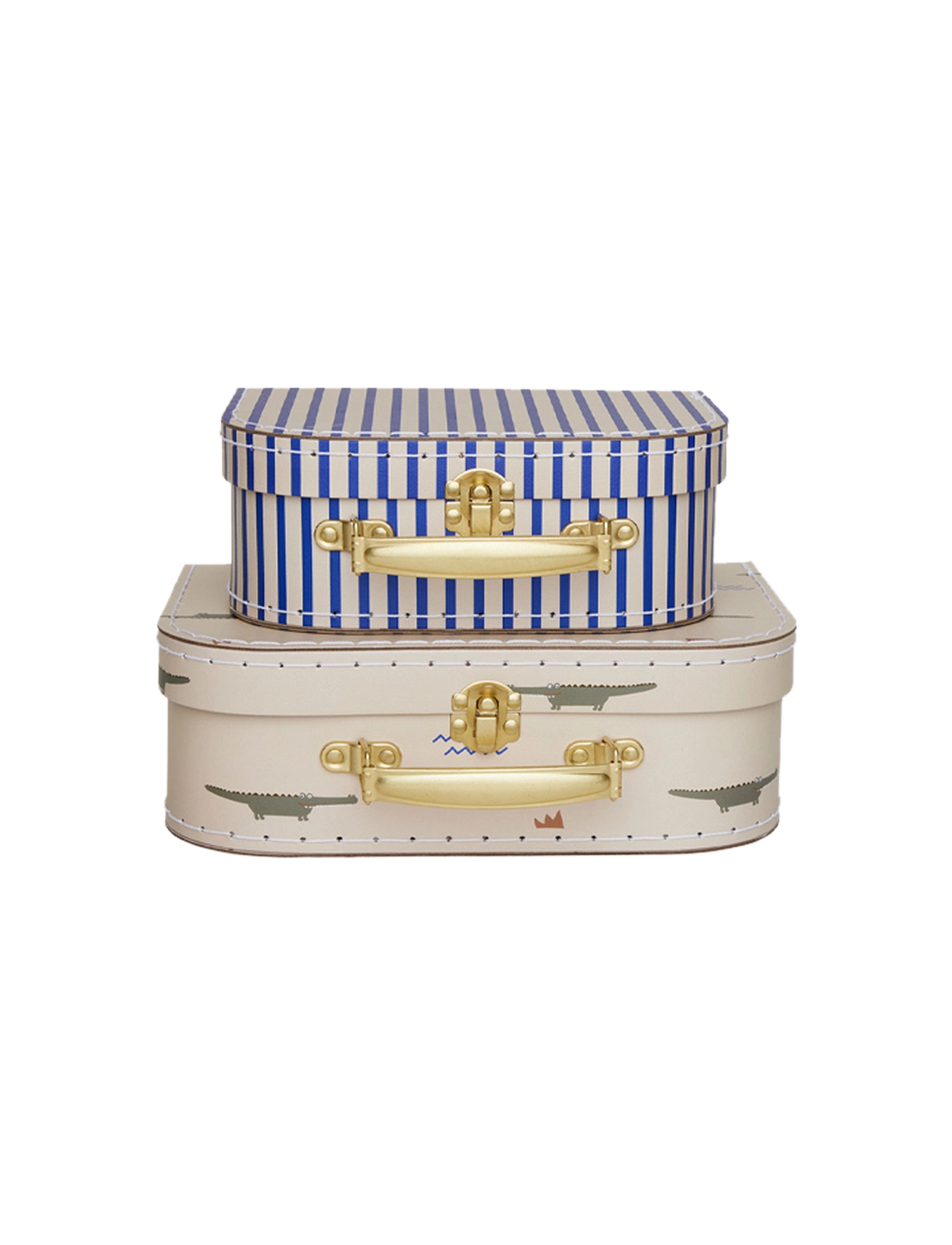 OYOY MINI Mini Suitcase Crocodile & Stripe - Set Of 2 Patterned - One Sizex25.5 - Kinder