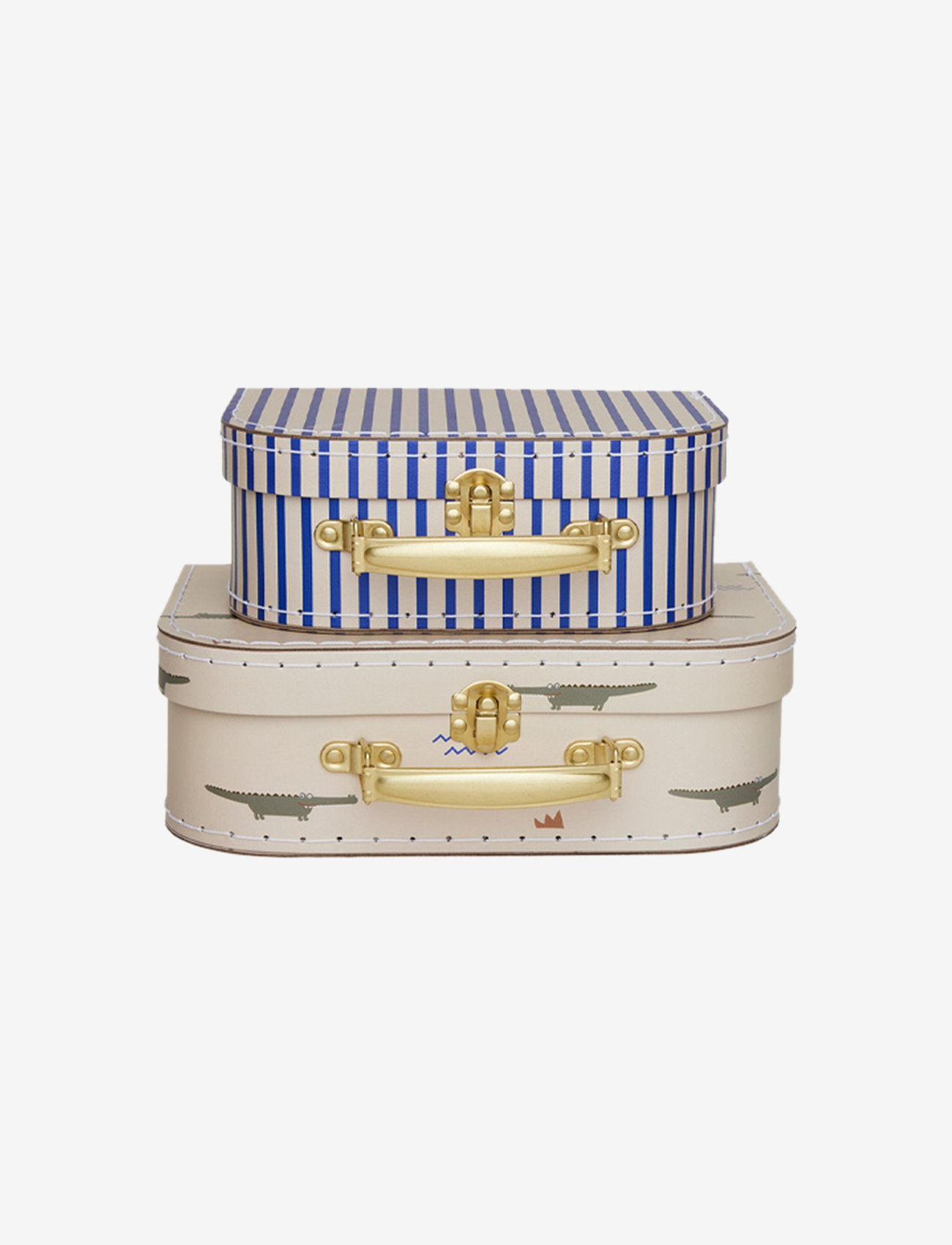 OYOY MINI - Mini Suitcase Crocodile & Stripe - Set of 2 - opbevaringskurve - beige - 1