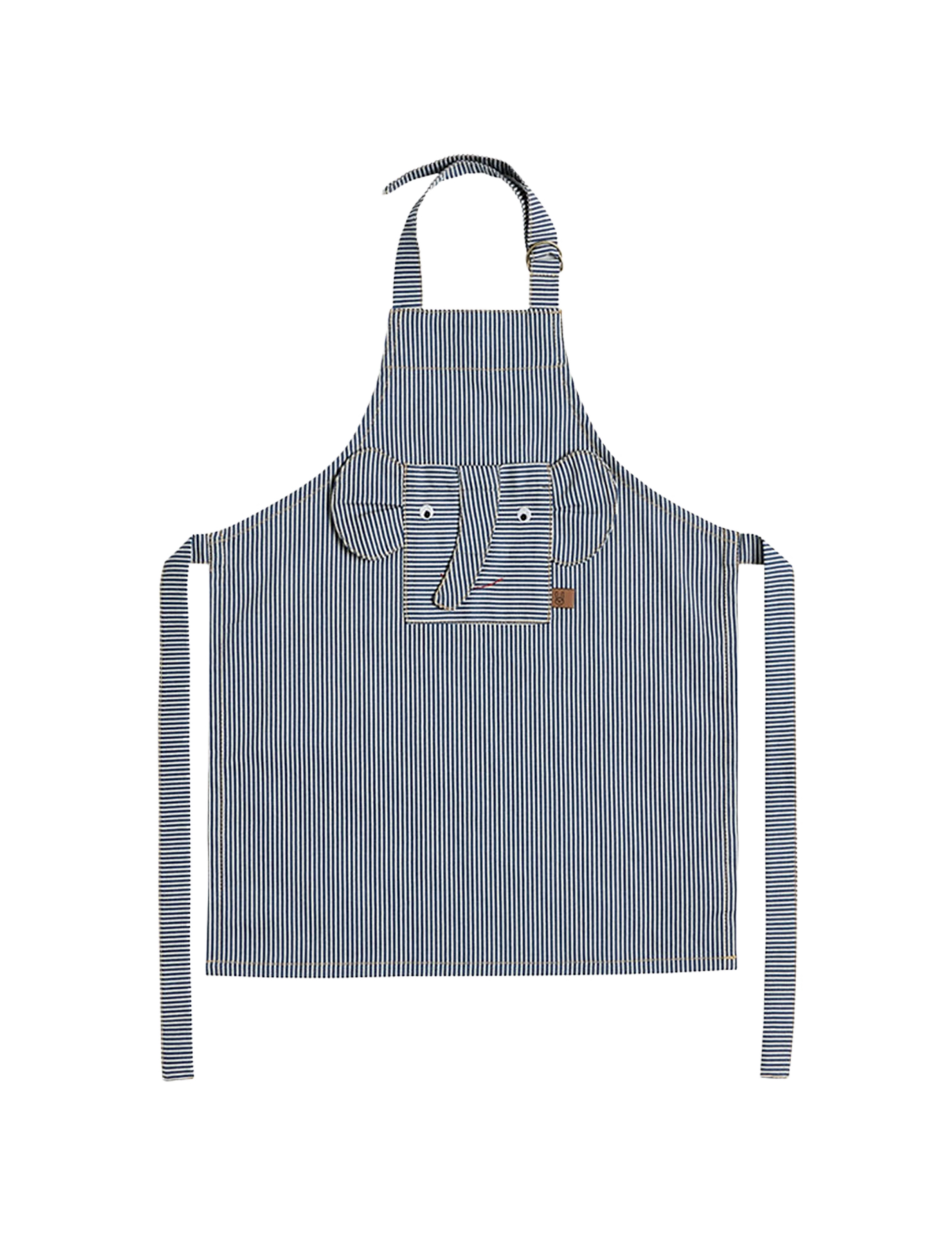OYOY MINI Striped Denim Elephant Apron, Forklæde, Blå, Str: ONE SIZE x 56