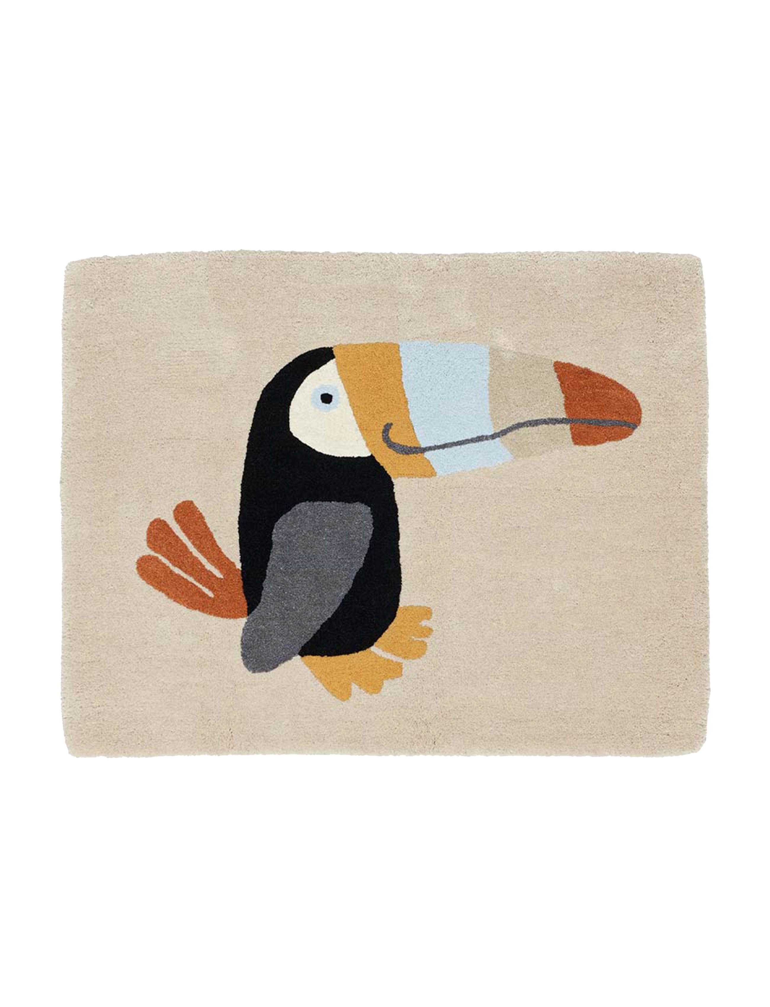 OYOY MINI Toucan Rug, 90X70X2 cm x 90, Rugs And Carpets, Beige - Rectangular Rugs, Kinder